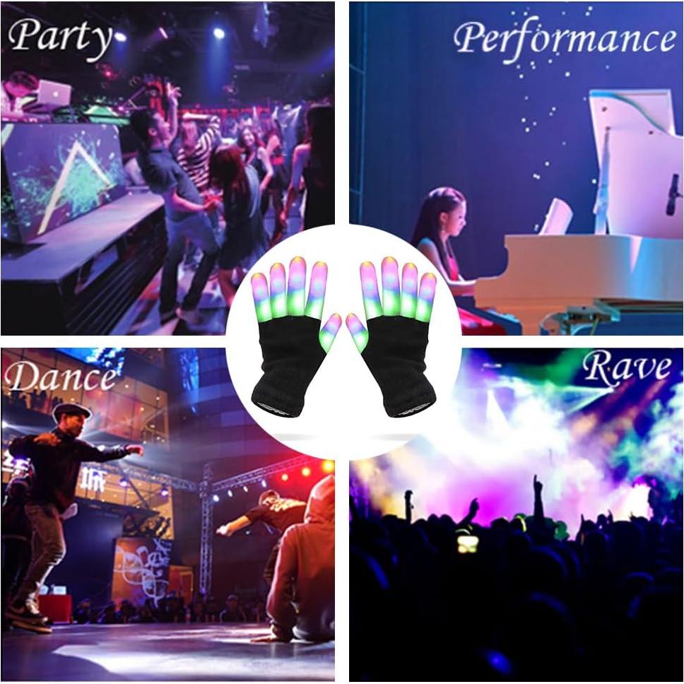 Guantes LED Luwint Iluminados para Fiestas - 6 Modos de Luz