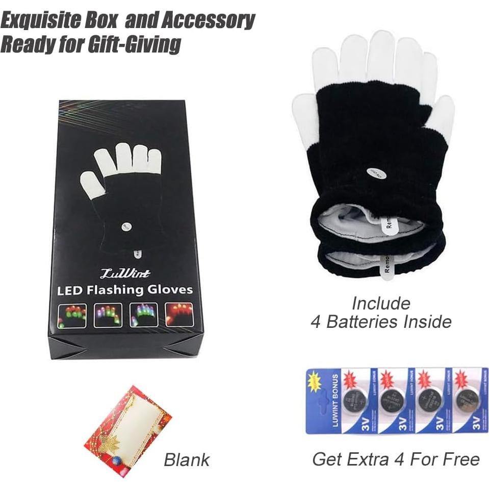 Guantes LED Luwint Iluminados para Fiestas - 6 Modos de Luz