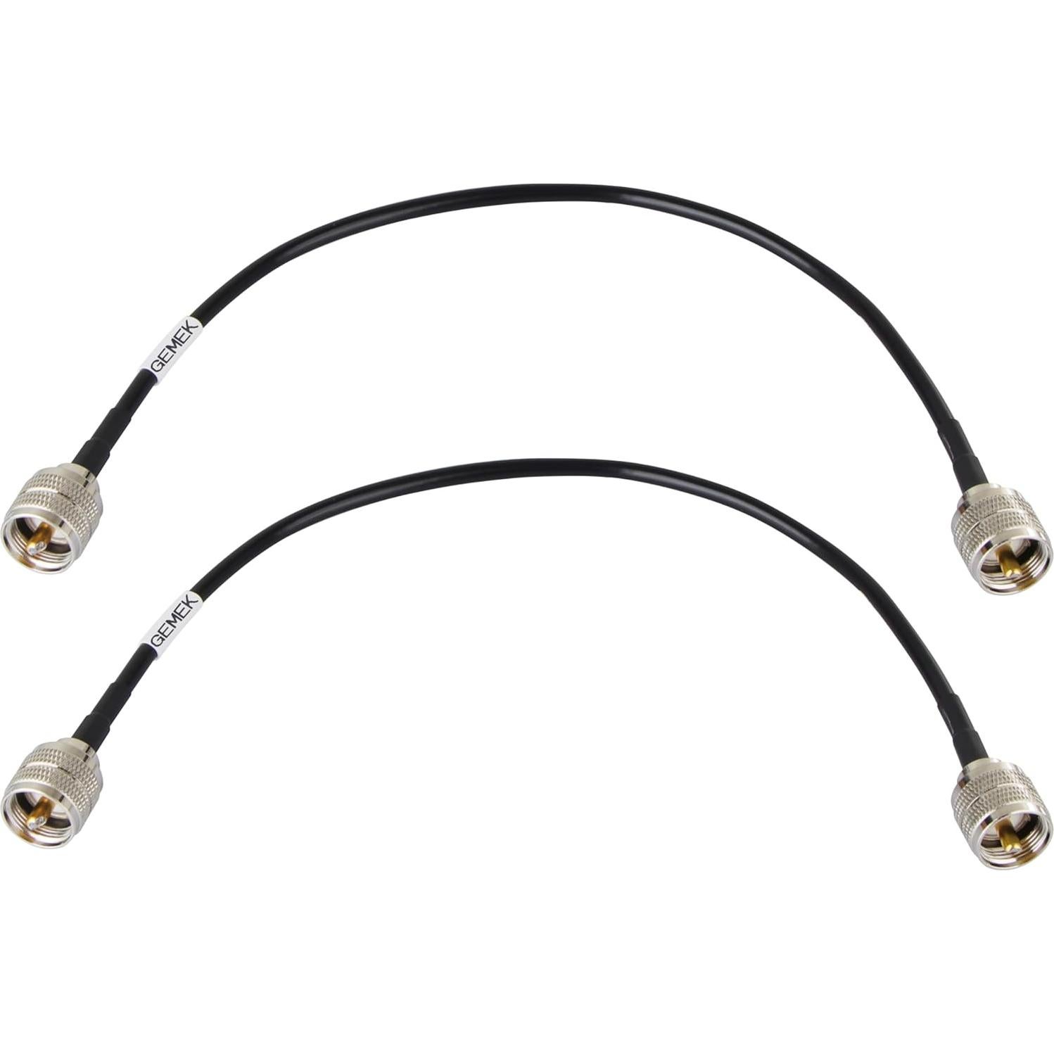 Cable Coaxial GEMEK PL259 Macho 30.48 cm 2 Paquete Cobre Puro