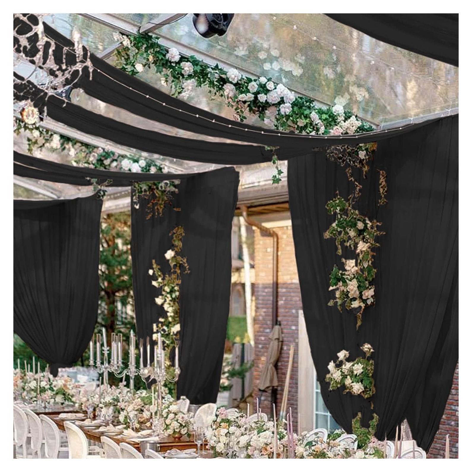 Cortinas de Techo FUHSY Chiffon Negras 60x240 cm 2 Paneles