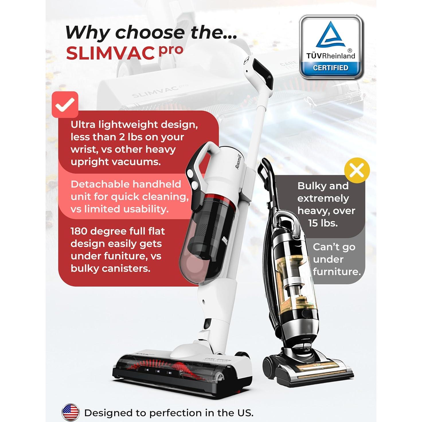 Aspiradora de varilla inalámbrica Roomie Tec L80, 2 en 1, HEPA