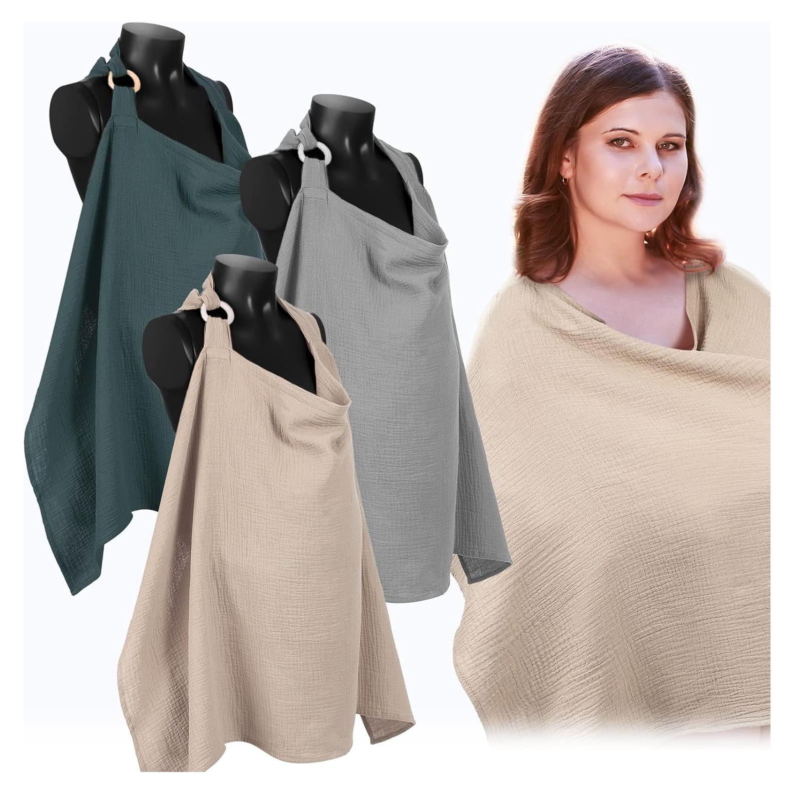 Cubierta de Lactancia Treela 3 Pcs Muselina Algodón 100x62cm