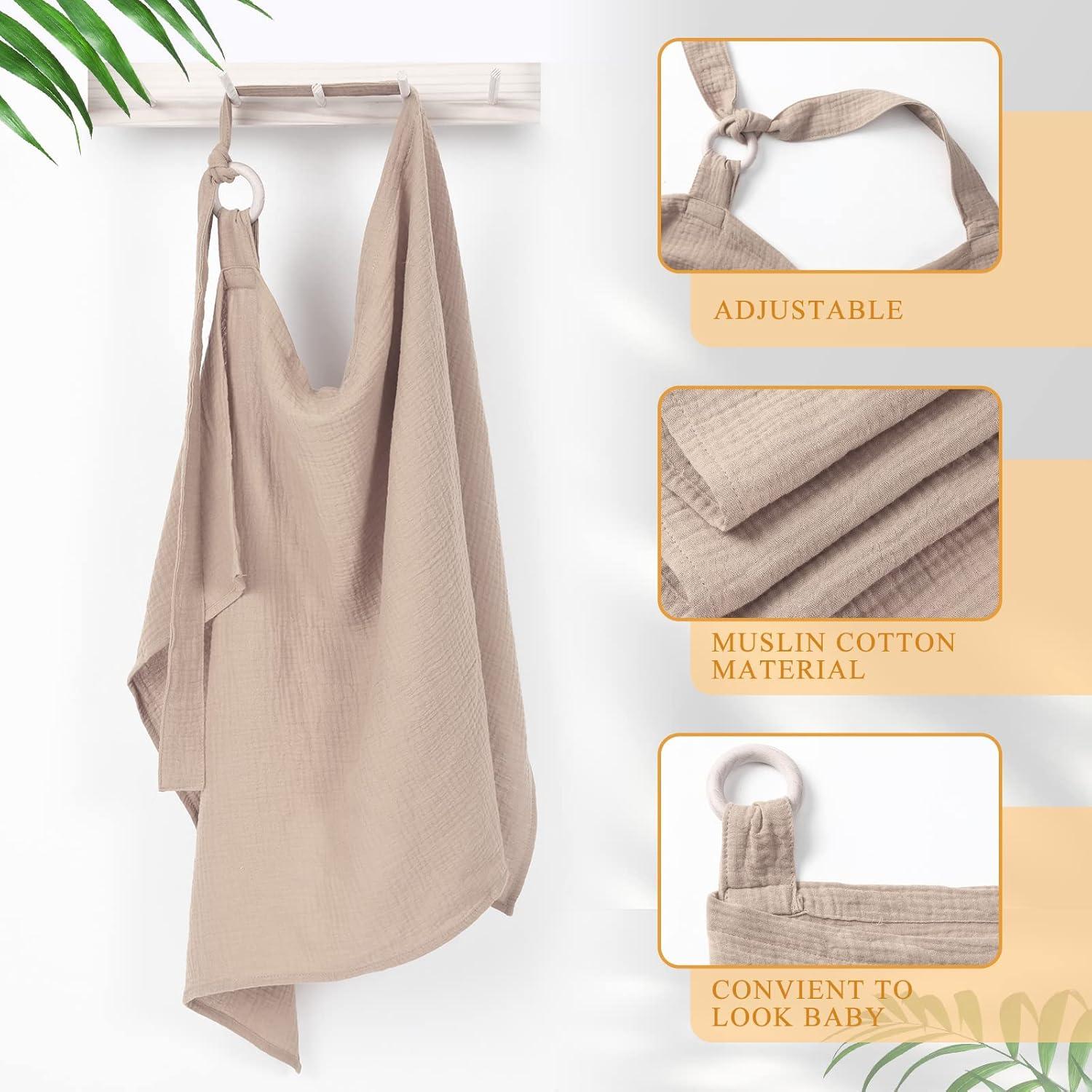 Cubierta de Lactancia Treela 3 Pcs Muselina Algodón 100x62cm