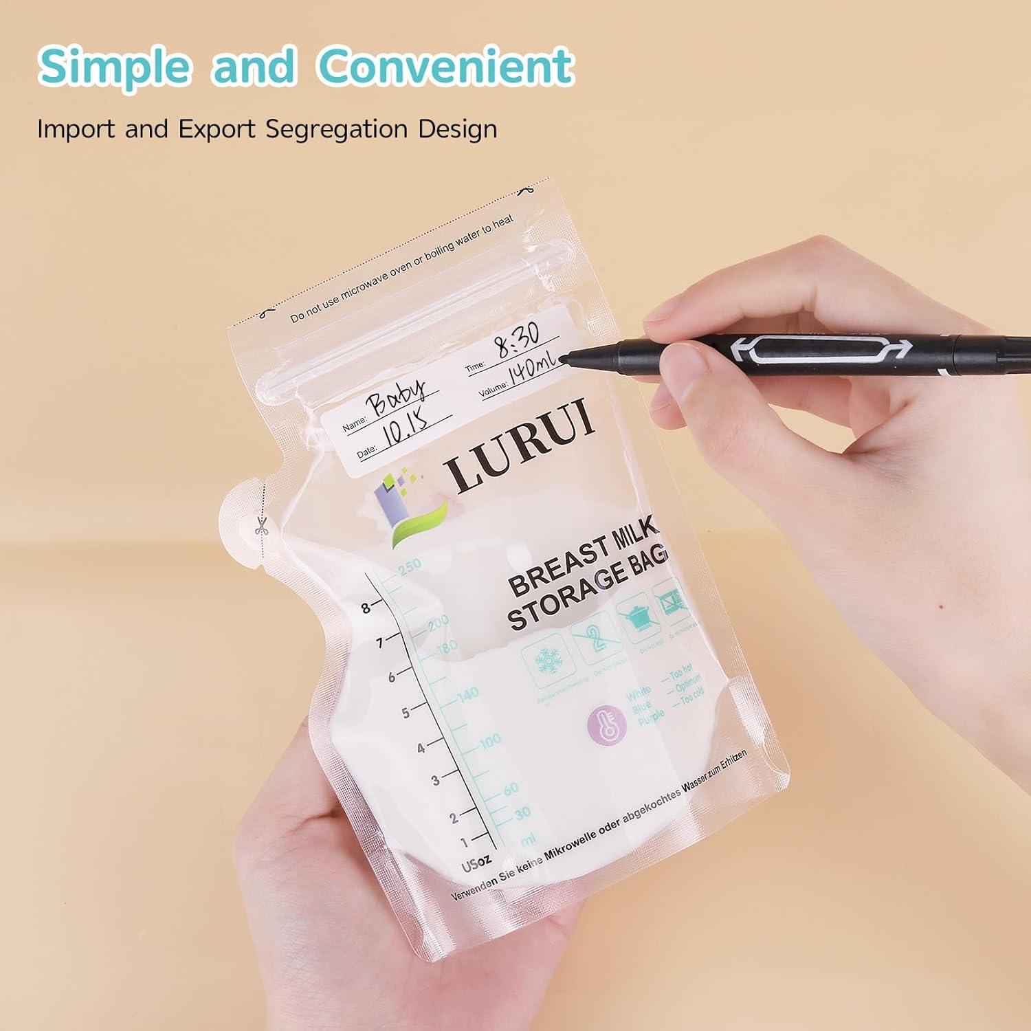 60 Bolsas de Almacenamiento de Leche Materna Lurui 240ml Sin BPA