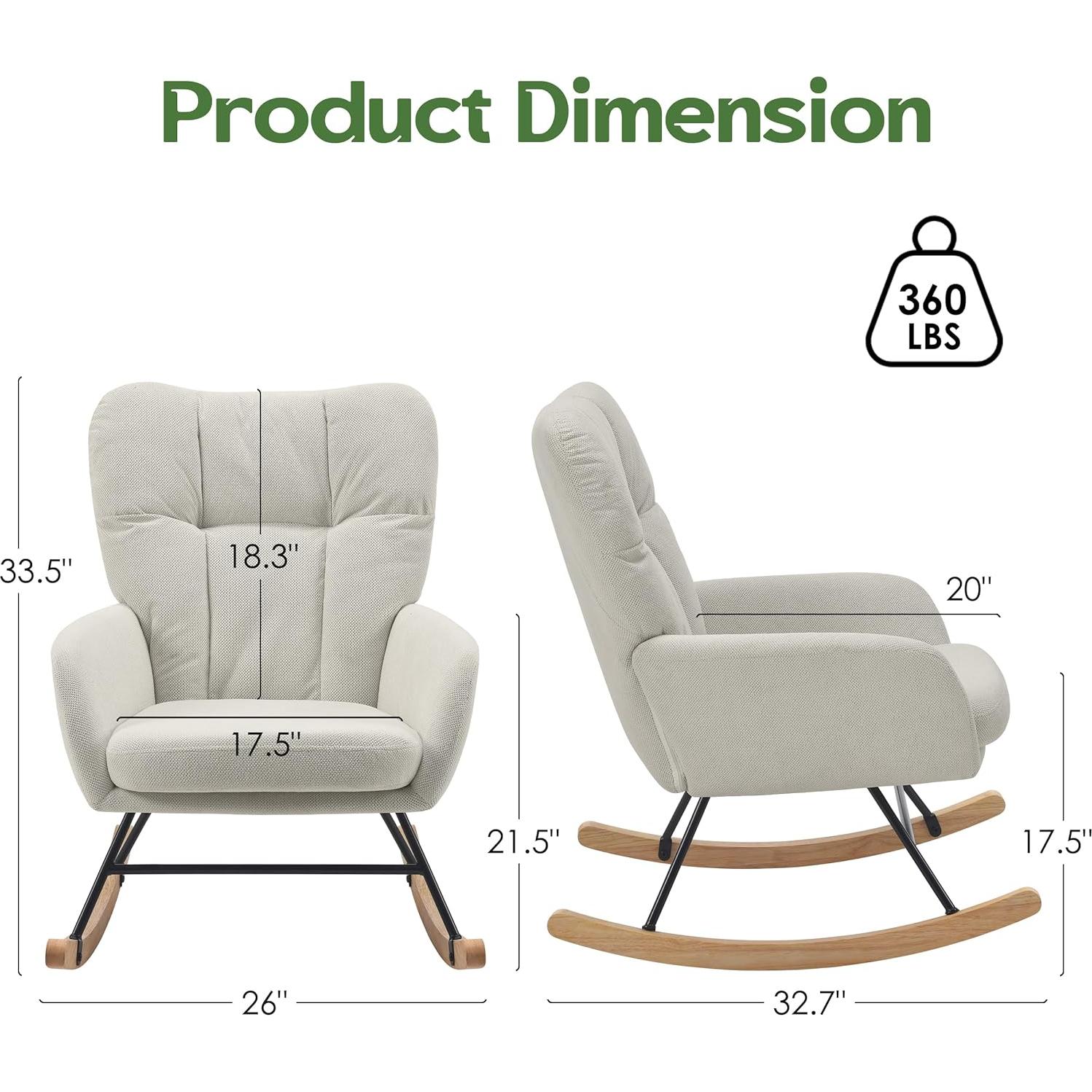 Silla Mecedora AYEASY RC016 Beige para Lactancia y Relax