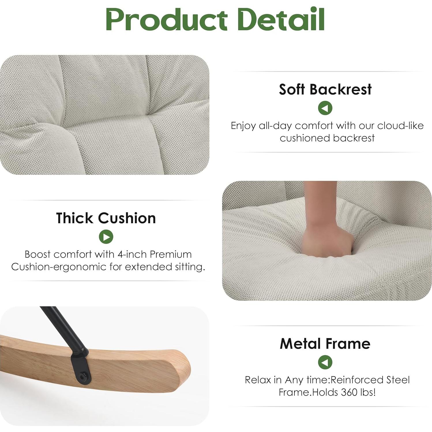 Silla Mecedora AYEASY RC016 Beige para Lactancia y Relax