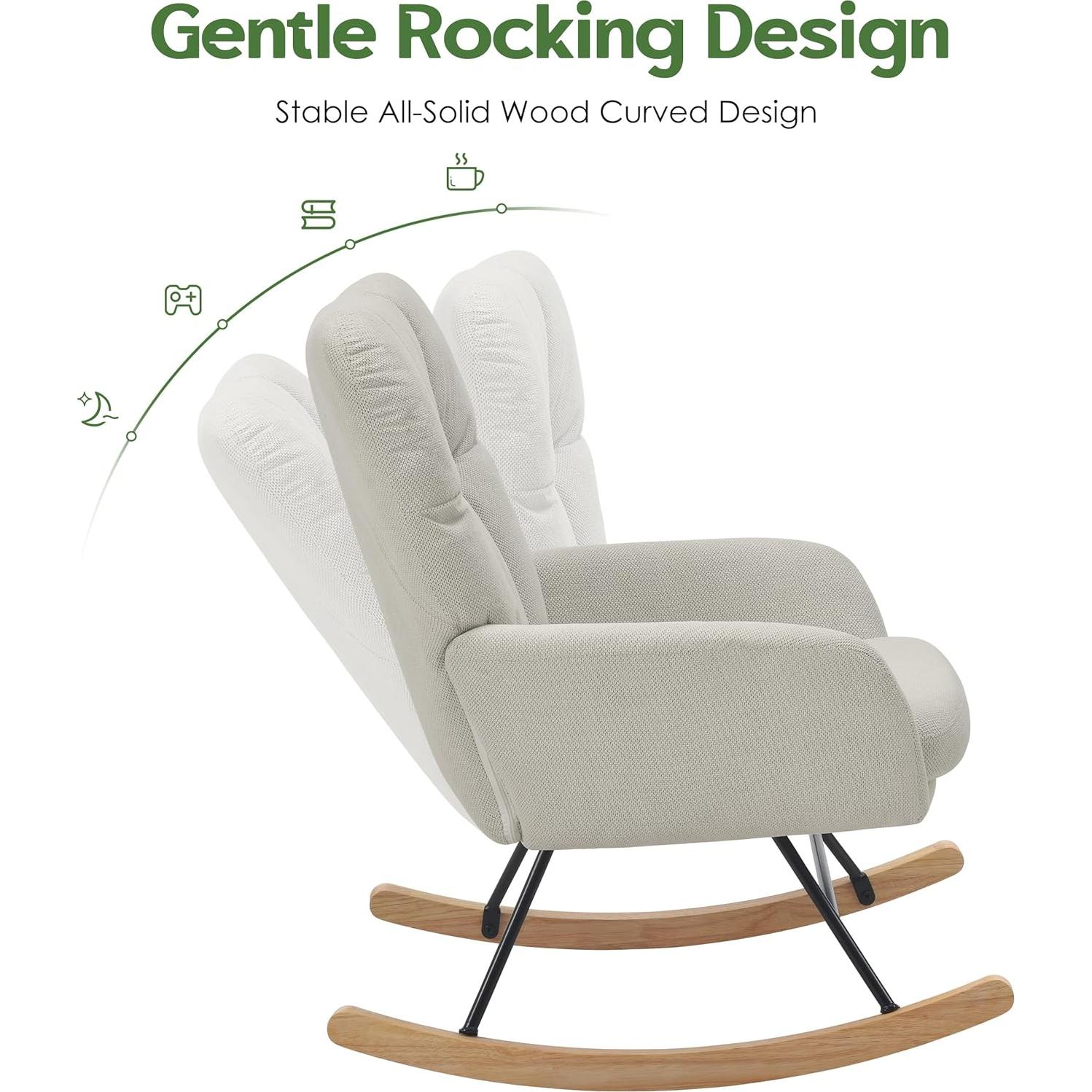 Silla Mecedora AYEASY RC016 Beige para Lactancia y Relax