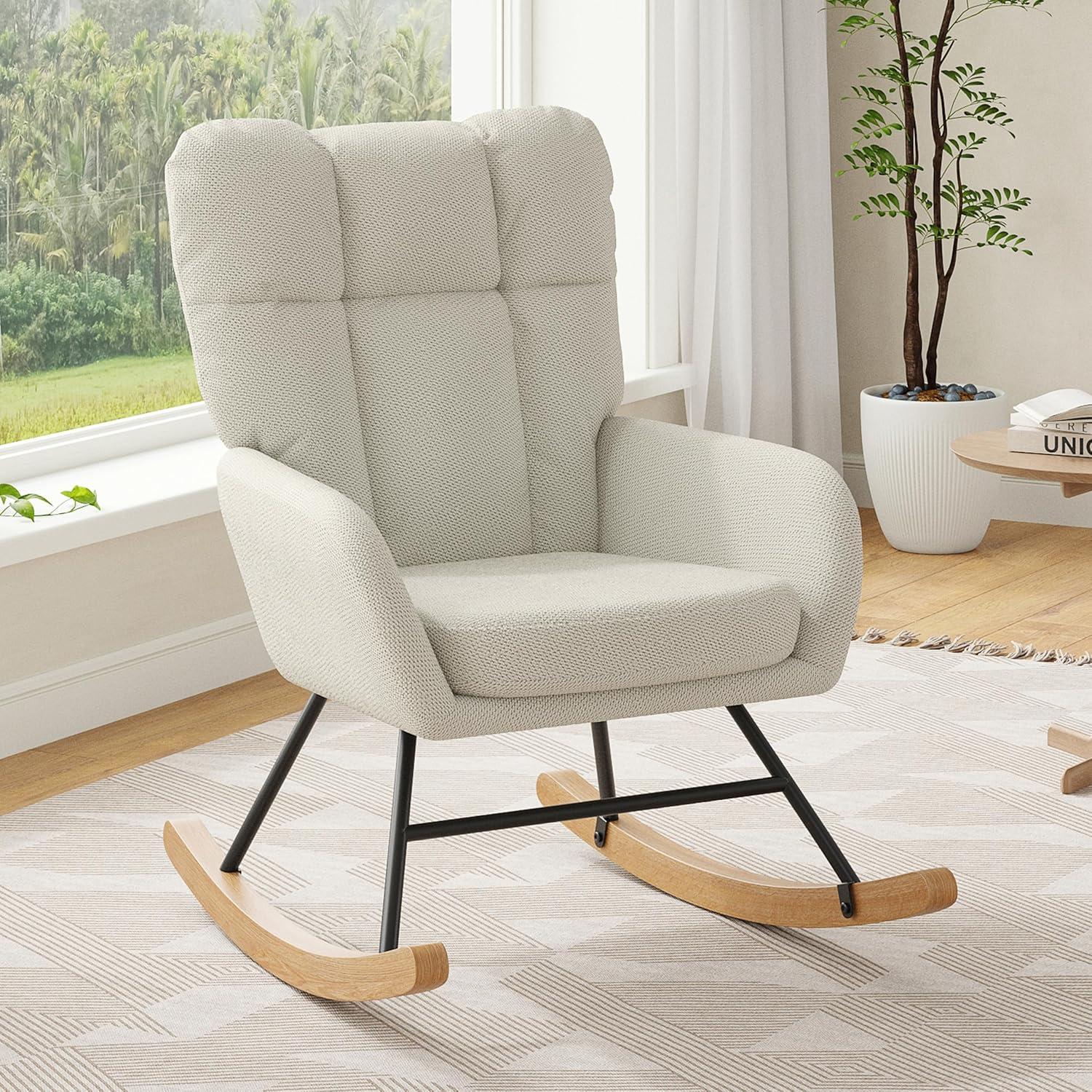 Silla Mecedora AYEASY RC016 Beige para Lactancia y Relax