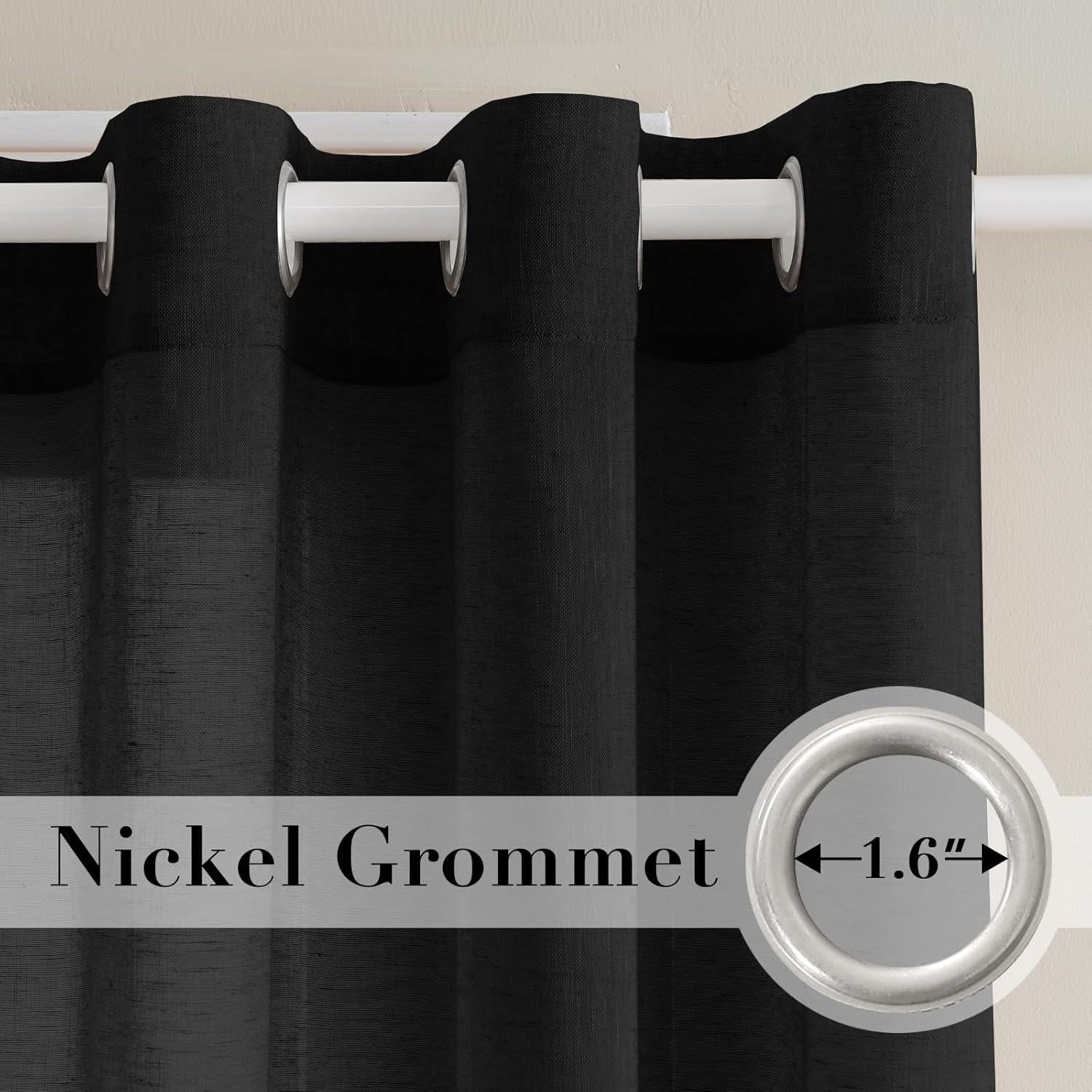 Cortinas de Lino Semi Transparentes H.VERSAILTEX 132x137 cm Negro