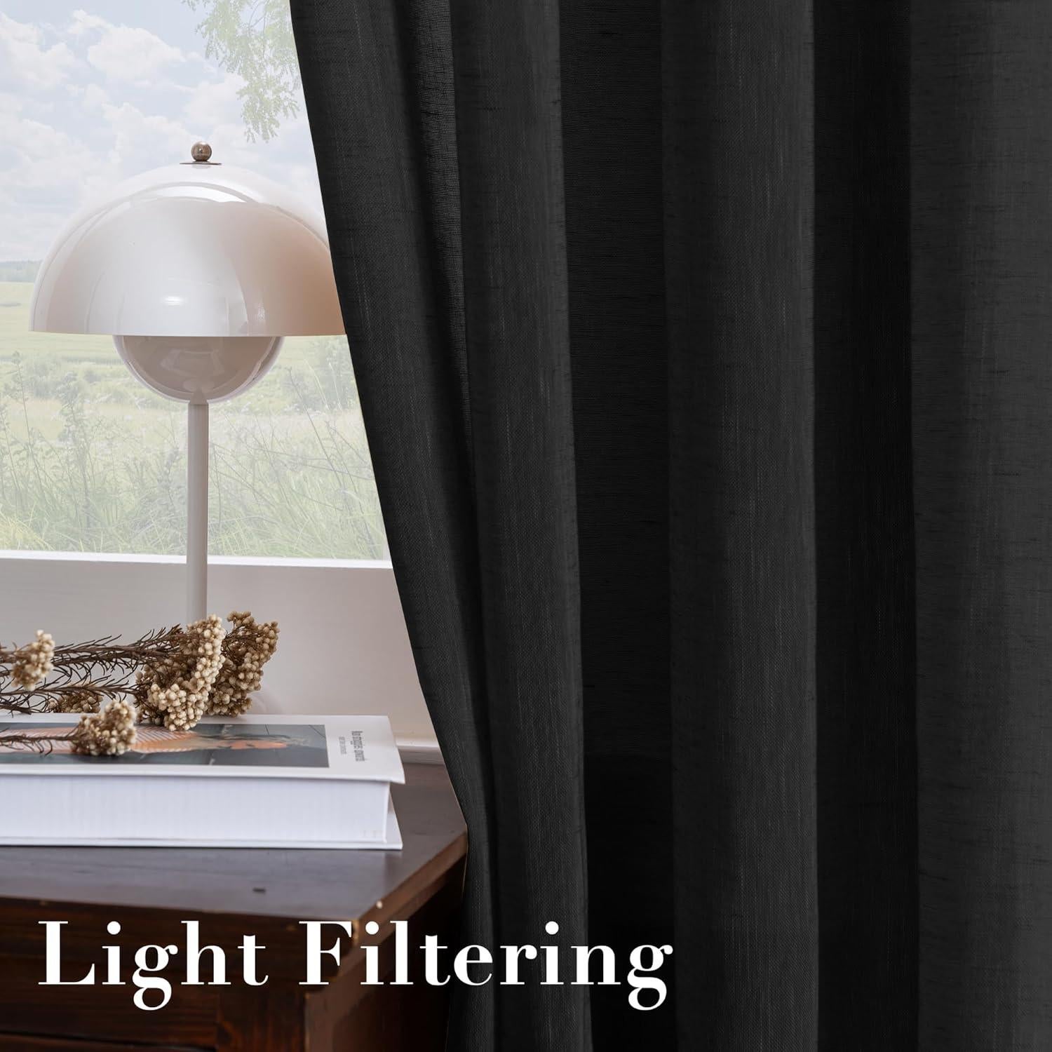 Cortinas de Lino Semi Transparentes H.VERSAILTEX 132x137 cm Negro