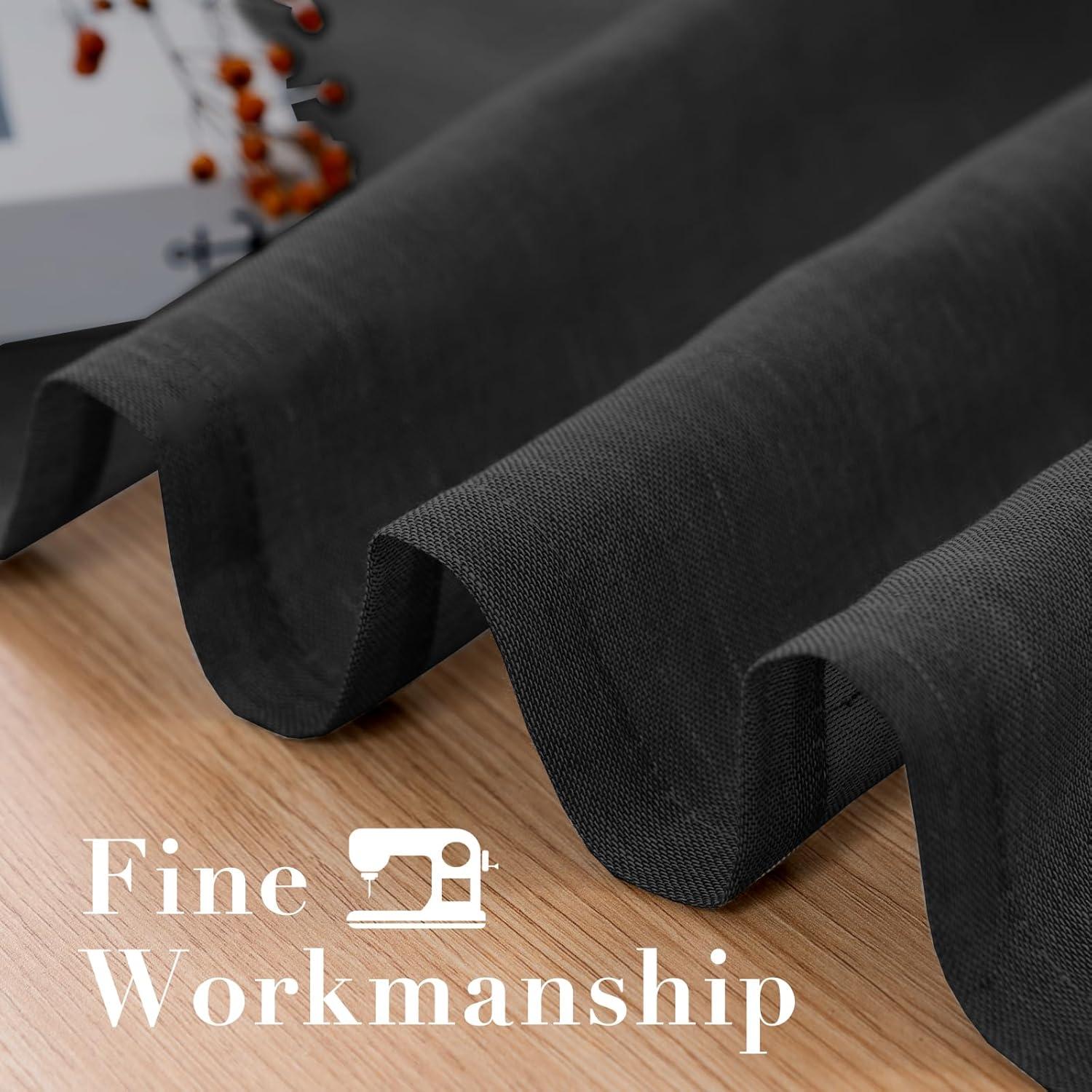 Cortinas de Lino Semi Transparentes H.VERSAILTEX 132x137 cm Negro