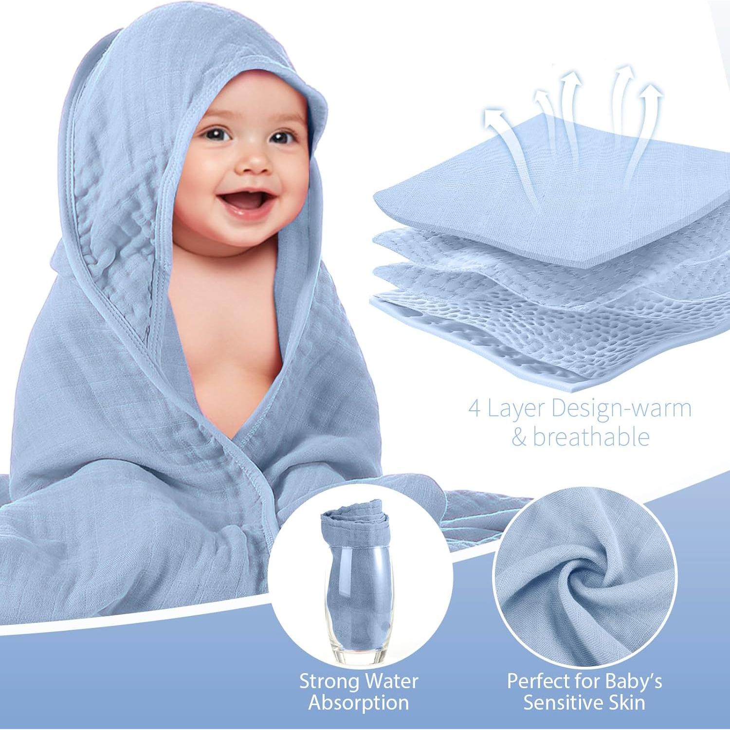 Juego de 4 Toallas de Baño con Capucha Preboun 81x81cm Algodón