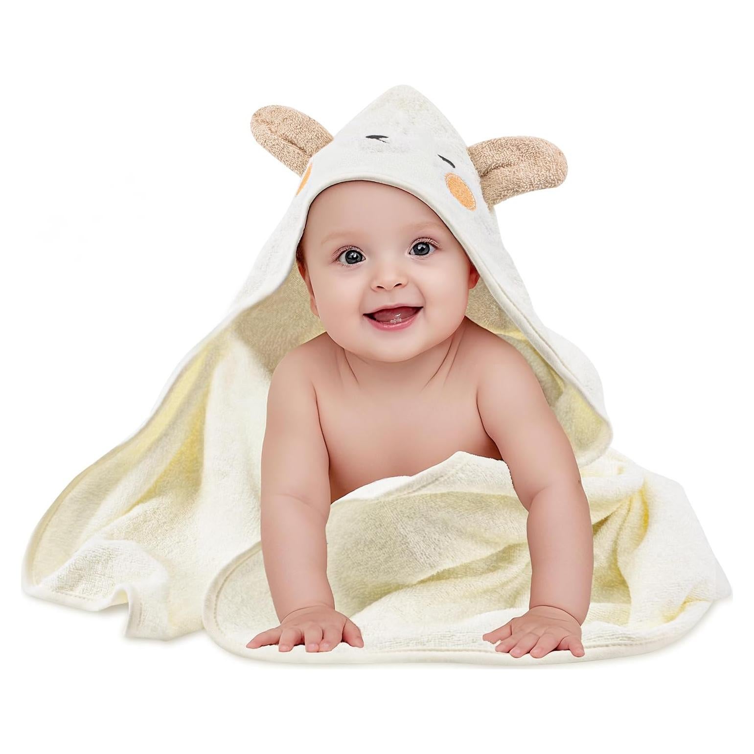 Toalla con Capucha Bebé Favour 76x76 cm Algodón Cordero Beige