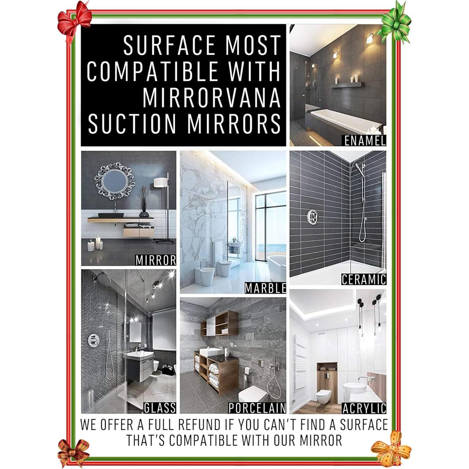 MIRRORVANA Flexible Fogless Shower Mirror for Bathroom Shaving with Height Adjustable Gooseneck Extension, 360° Swivel and Upgraded Suction Cup - Shatterproof 6.3" x 6.3" Surface