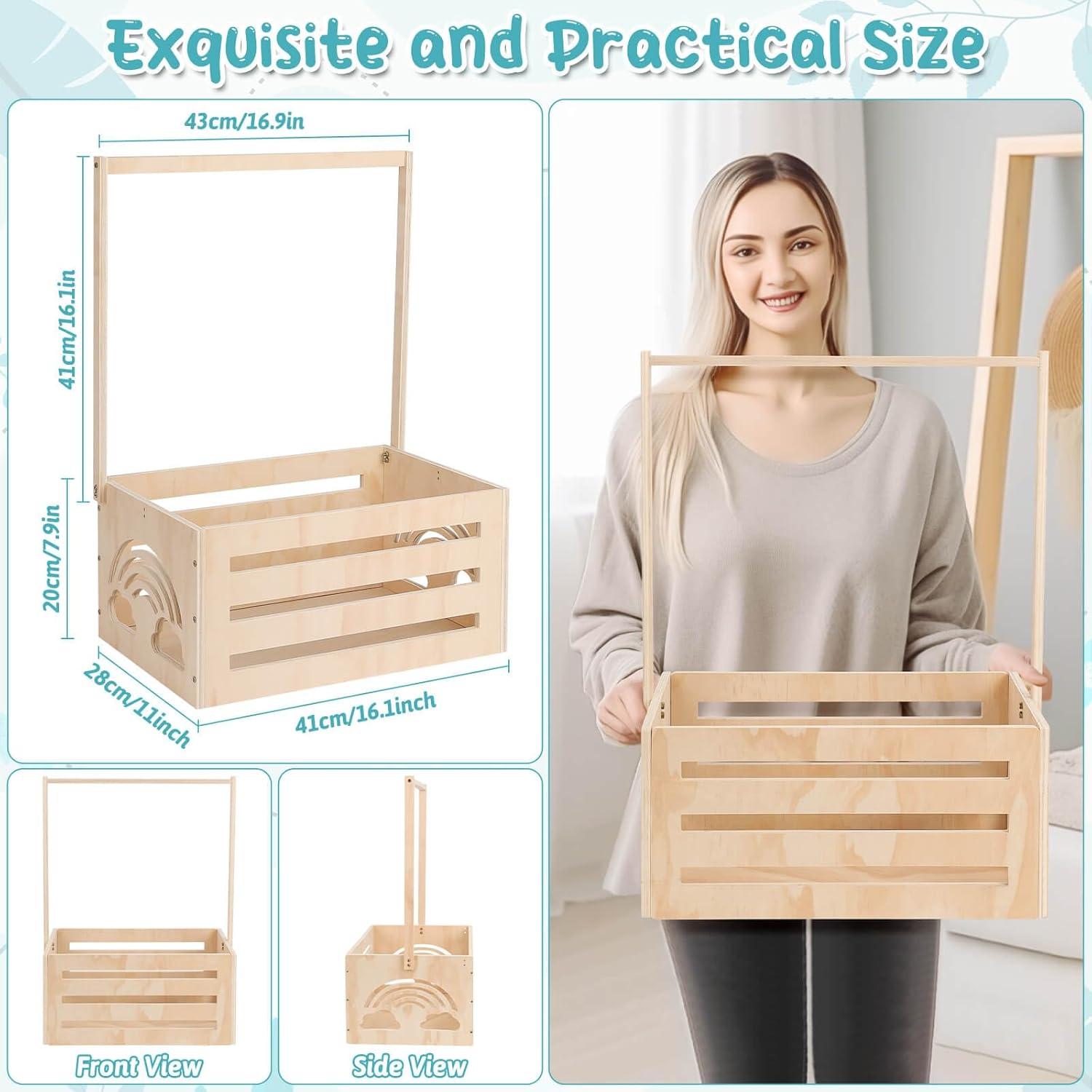 Caja de Bebé de Madera Jupwalz con Perchas y Letras - 40.9x27.9x20.1 cm