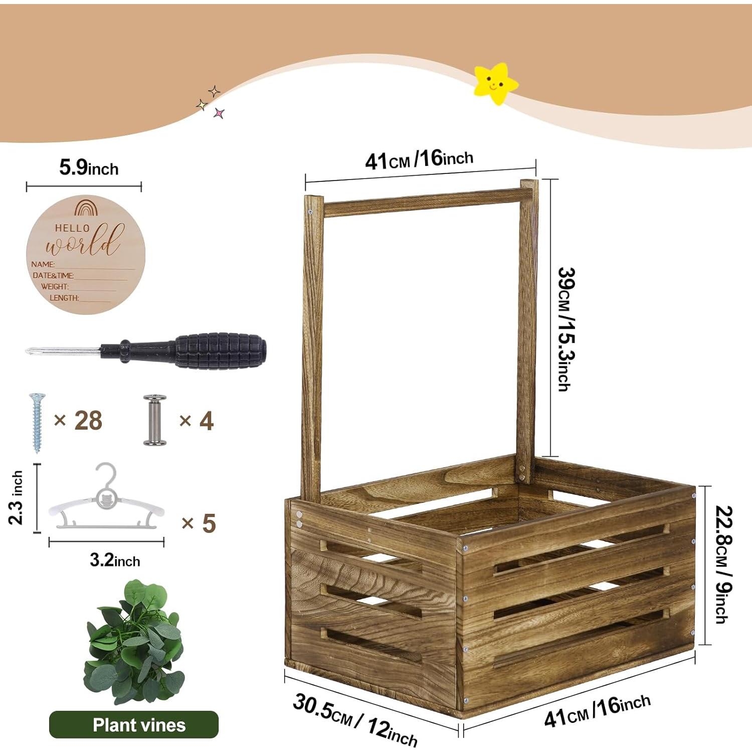 Caja de Madera Snpwne para Bebé 40.6x30.5x22.9cm Negra