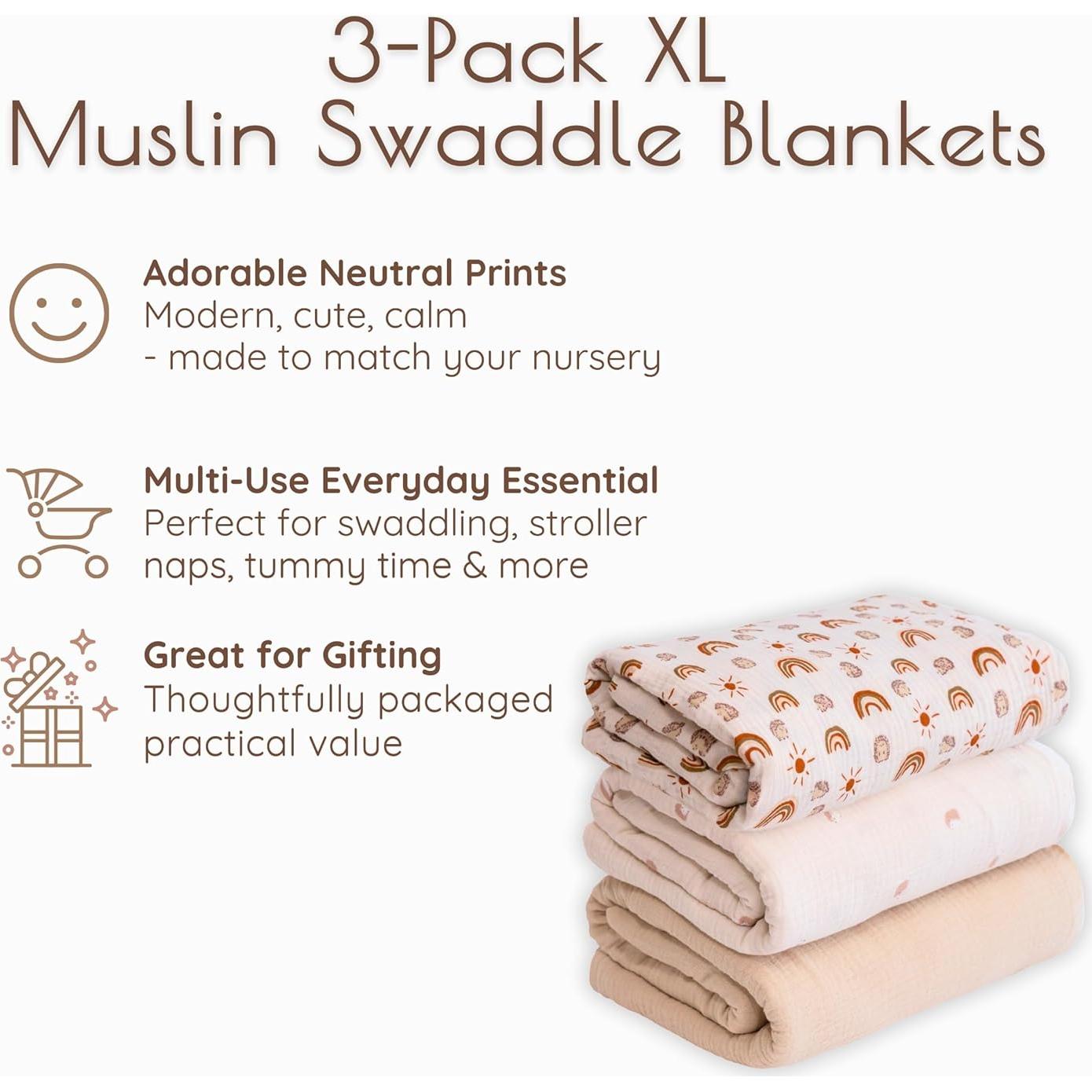 Mantas de Muselina MY LITTLE ZONE 120x120 cm Paquete de 3