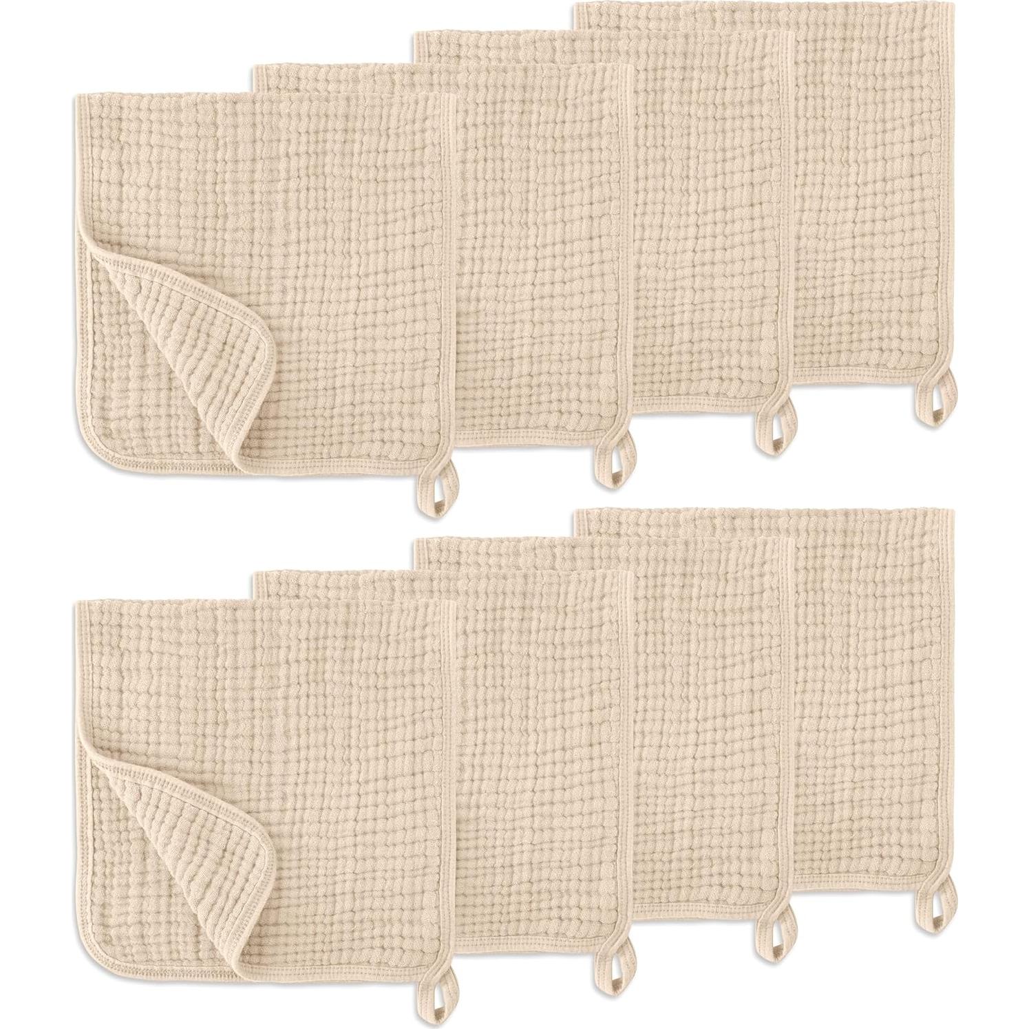 Muslin Burp Cloths, 20"x10"- Pack of 8, 6 Layers Super Soft Absorbent & Breathable 100% Cotton for Baby Drool and Messes, Burp Cloth Baby Boy and Burp Cloths Baby Girl