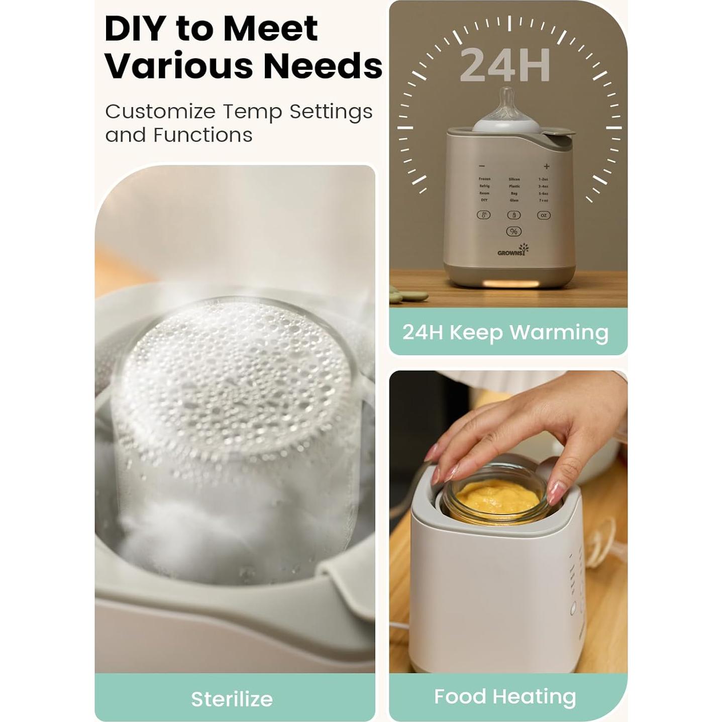 Calentador de Biberones GROWNSY 2025, Rápido y Multifuncional
