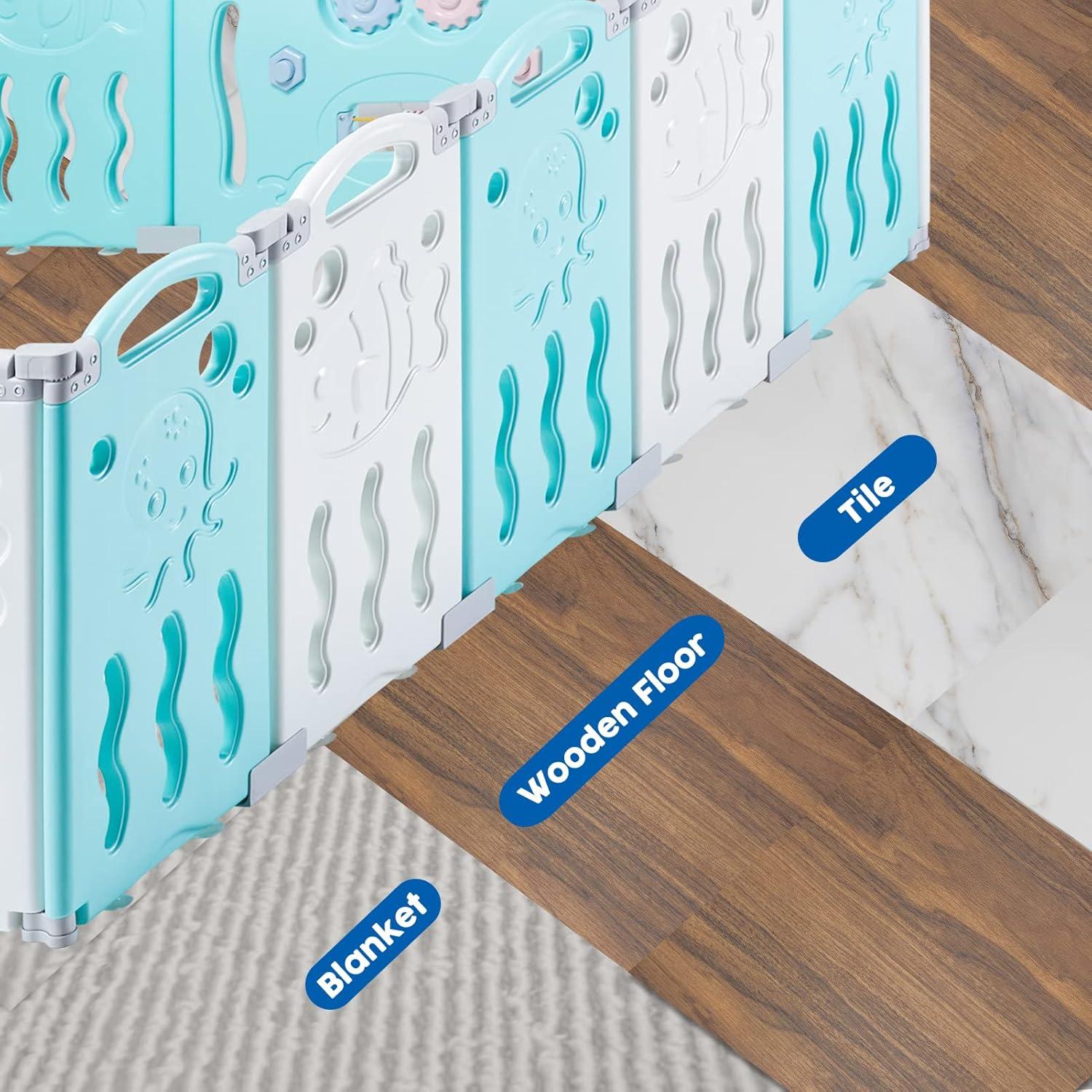 Cerca de Bebé Albott 14 Paneles Ajustable Azul y Blanco