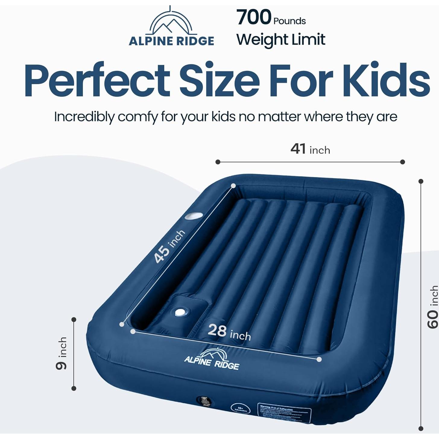 Cama Inflable para Niños Alpine Ridge con Bomba de Pie - Azul