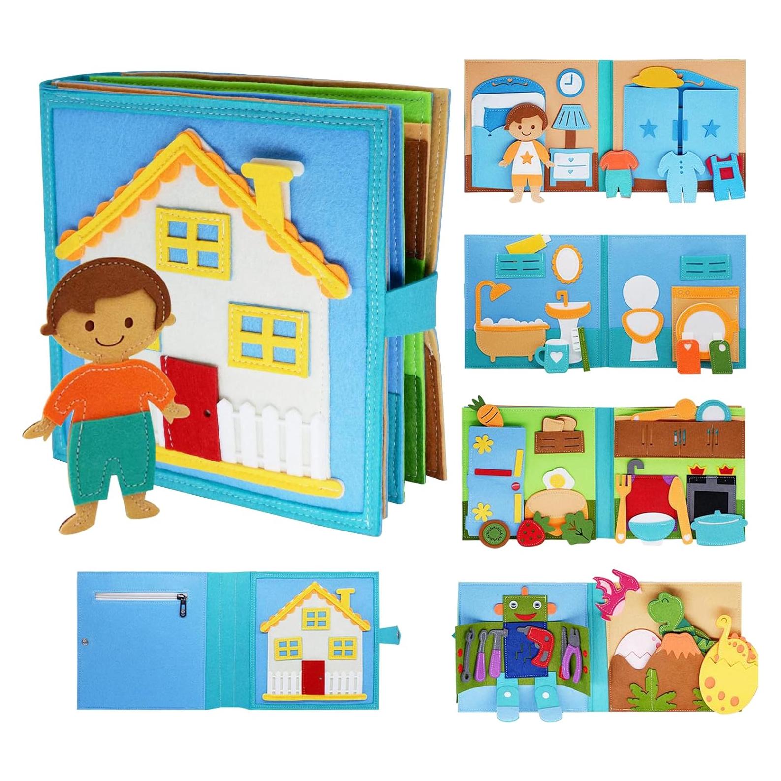 Libro Ocupado Montessori de Fieltro para Niños 3-6 Años