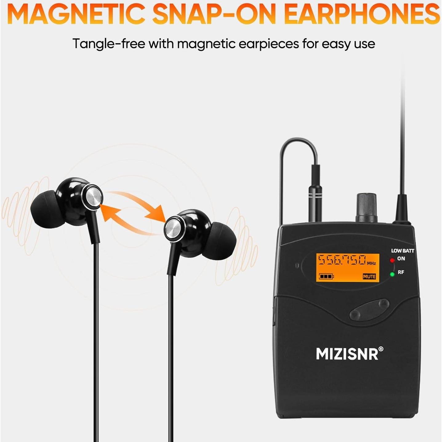 Sistema de Monitoreo In Ear Inalámbrico MIZISNR T-01 UHF 80m