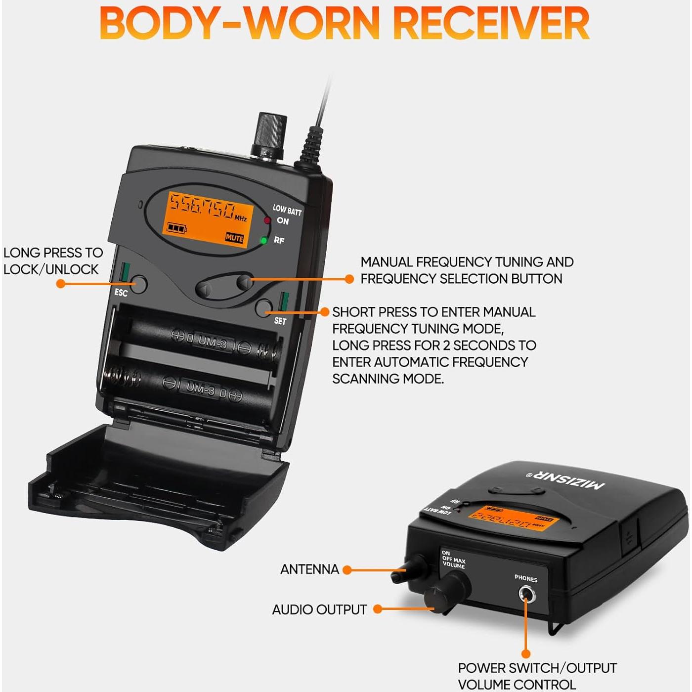 Sistema de Monitoreo In Ear Inalámbrico MIZISNR T-01 UHF 80m