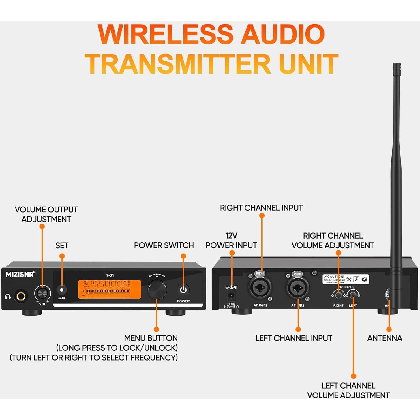Sistema de Monitoreo In Ear Inalámbrico MIZISNR T-01 UHF 80m