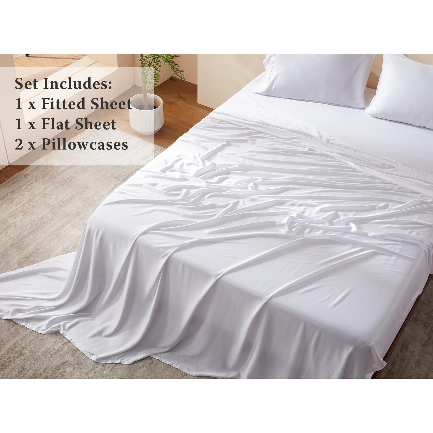 Juego de Sábanas Rey 4 Piezas HyggeB 100% Viscosa Bambú 400 Hilos