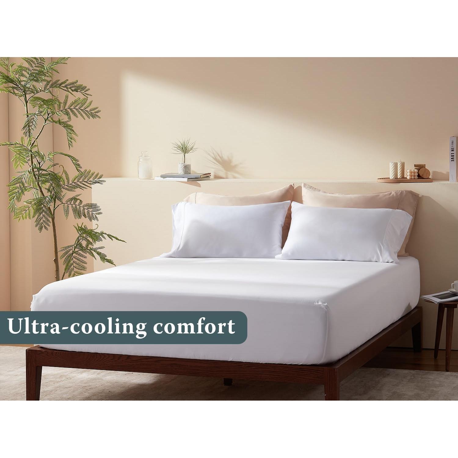 Juego de Sábanas Rey 4 Piezas HyggeB 100% Viscosa Bambú 400 Hilos