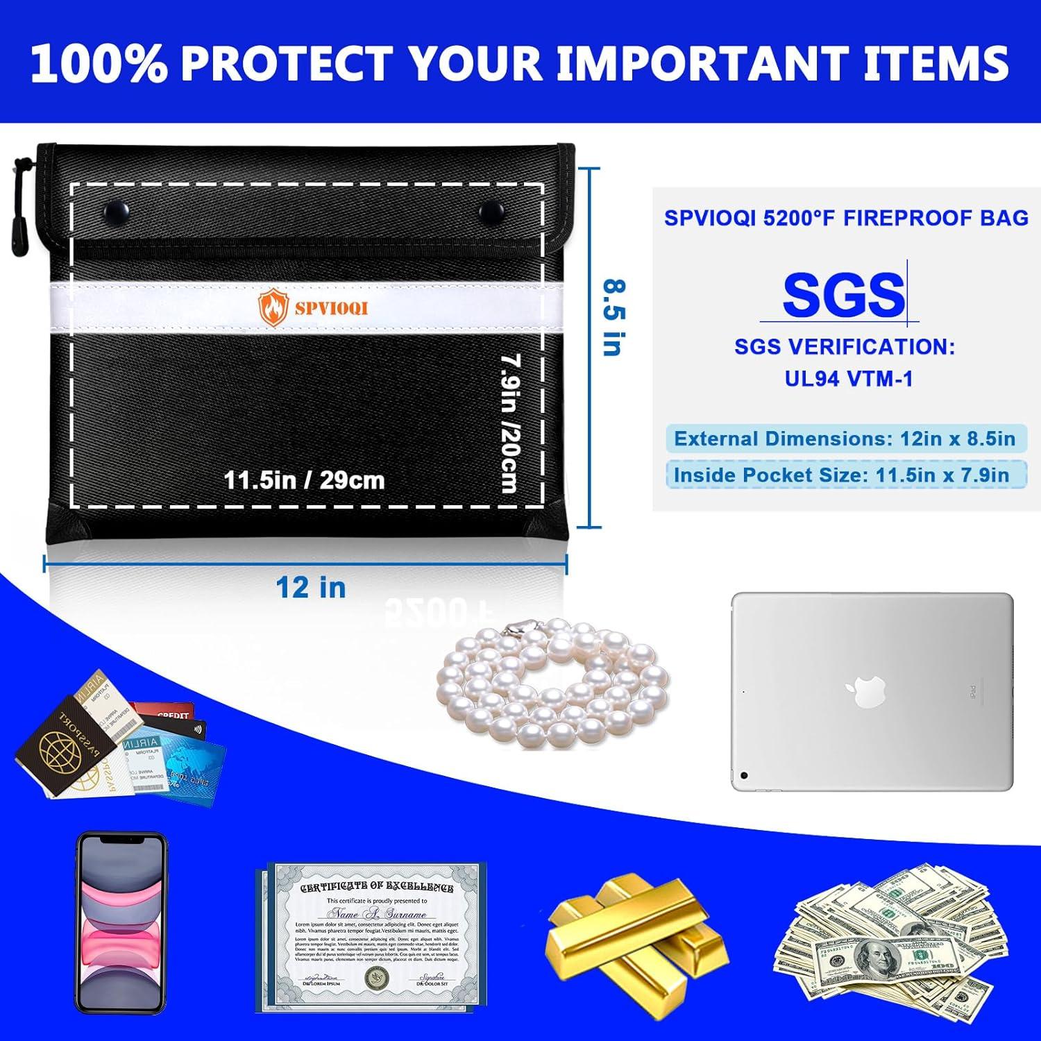 Bolsa Ignífuga SPVIOQI Mediana Resistente al Agua 360°