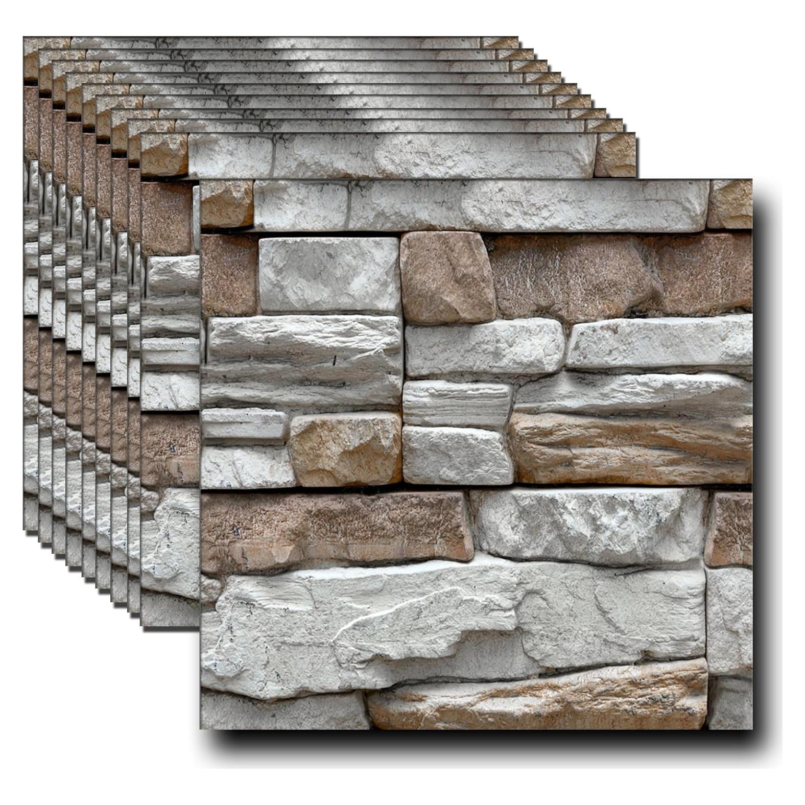 Paneles de Pared 3D Autoadhesivos PVC Gris Roca 10PCS 30x30cm