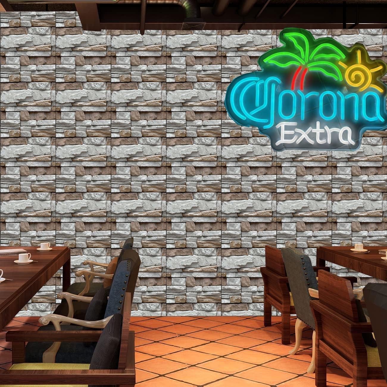 Paneles de Pared 3D Autoadhesivos PVC Gris Roca 10PCS 30x30cm