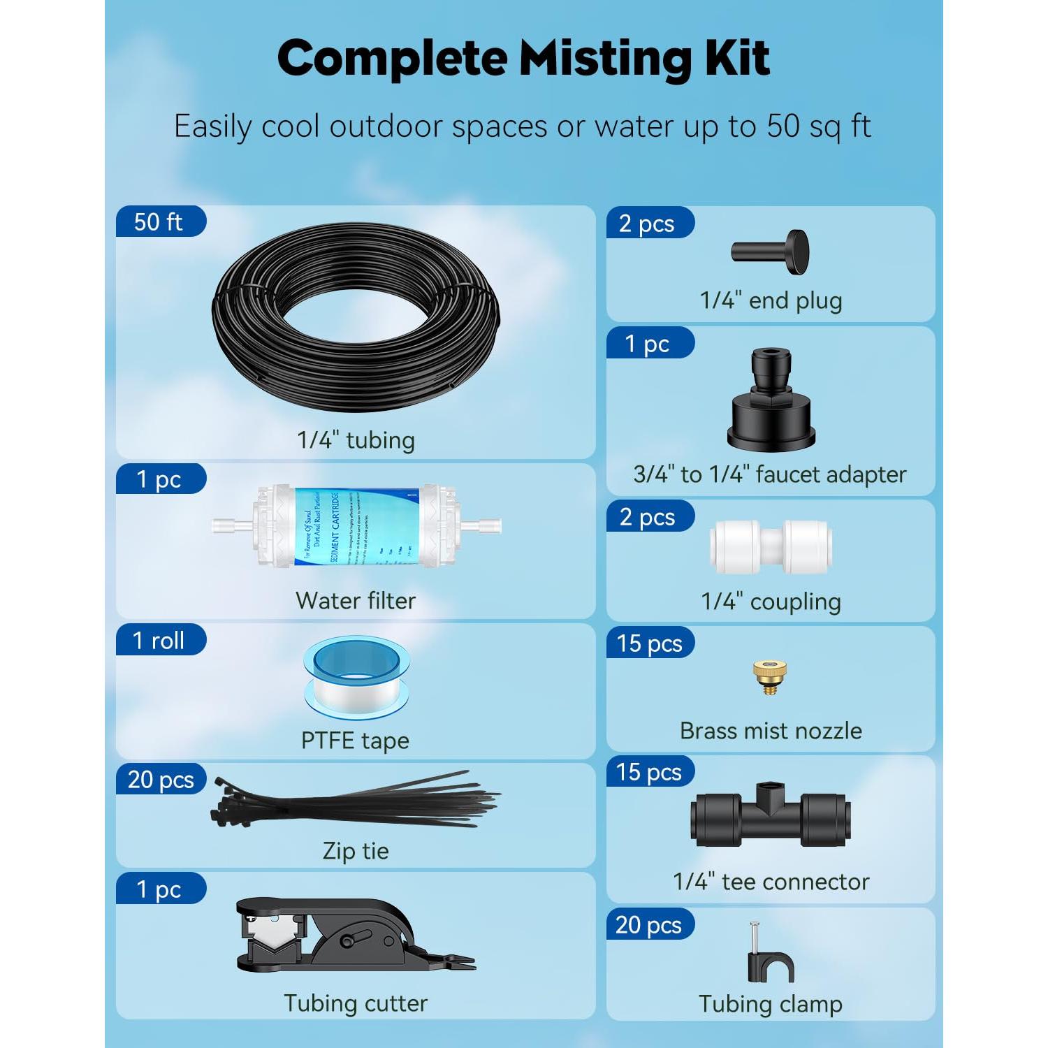 Kit de Nebulización Pawfly 50 pies con 15 Boquillas de Latón