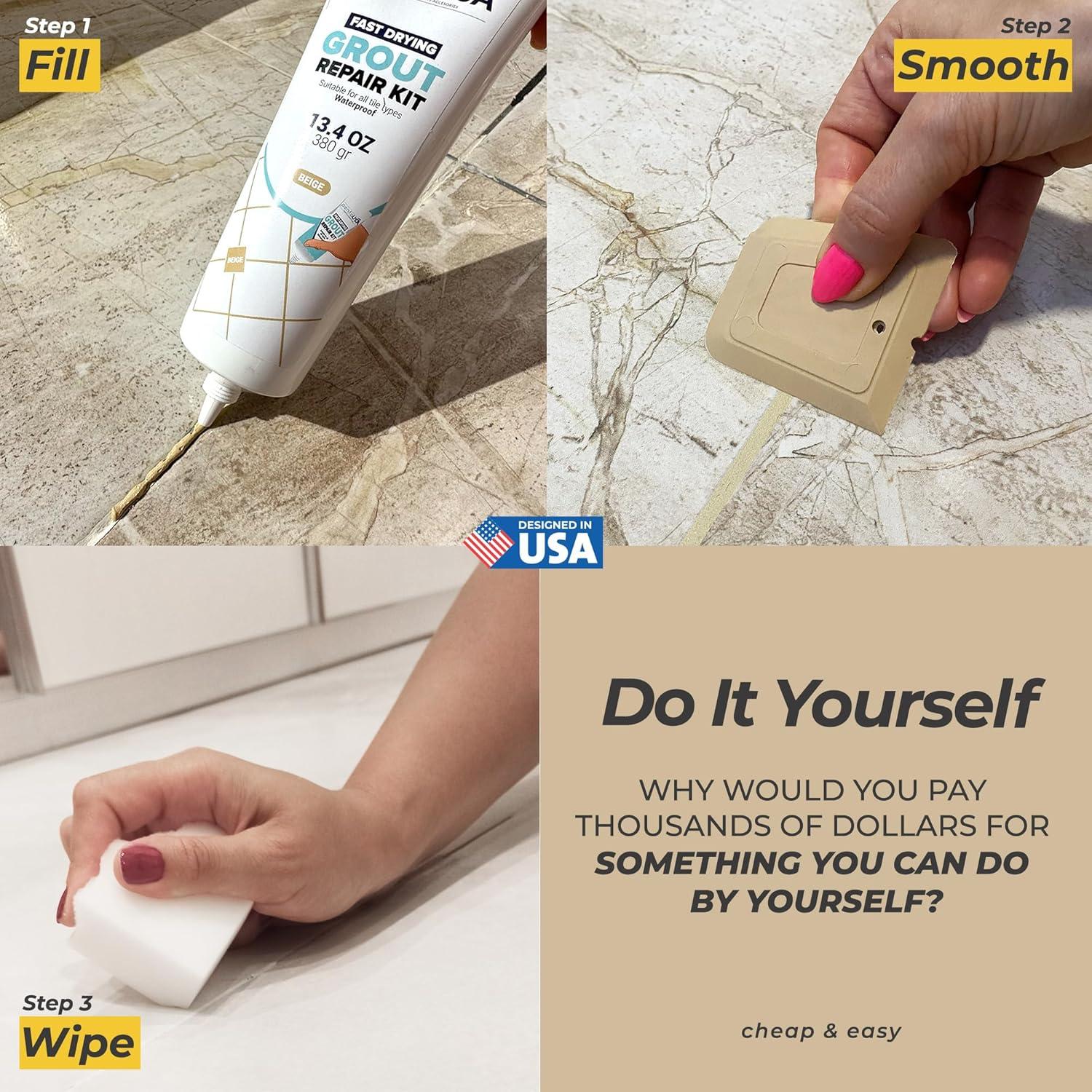 Lechada de Azulejos PentaUSA 380g Beige - Kit de Reparación Rápido