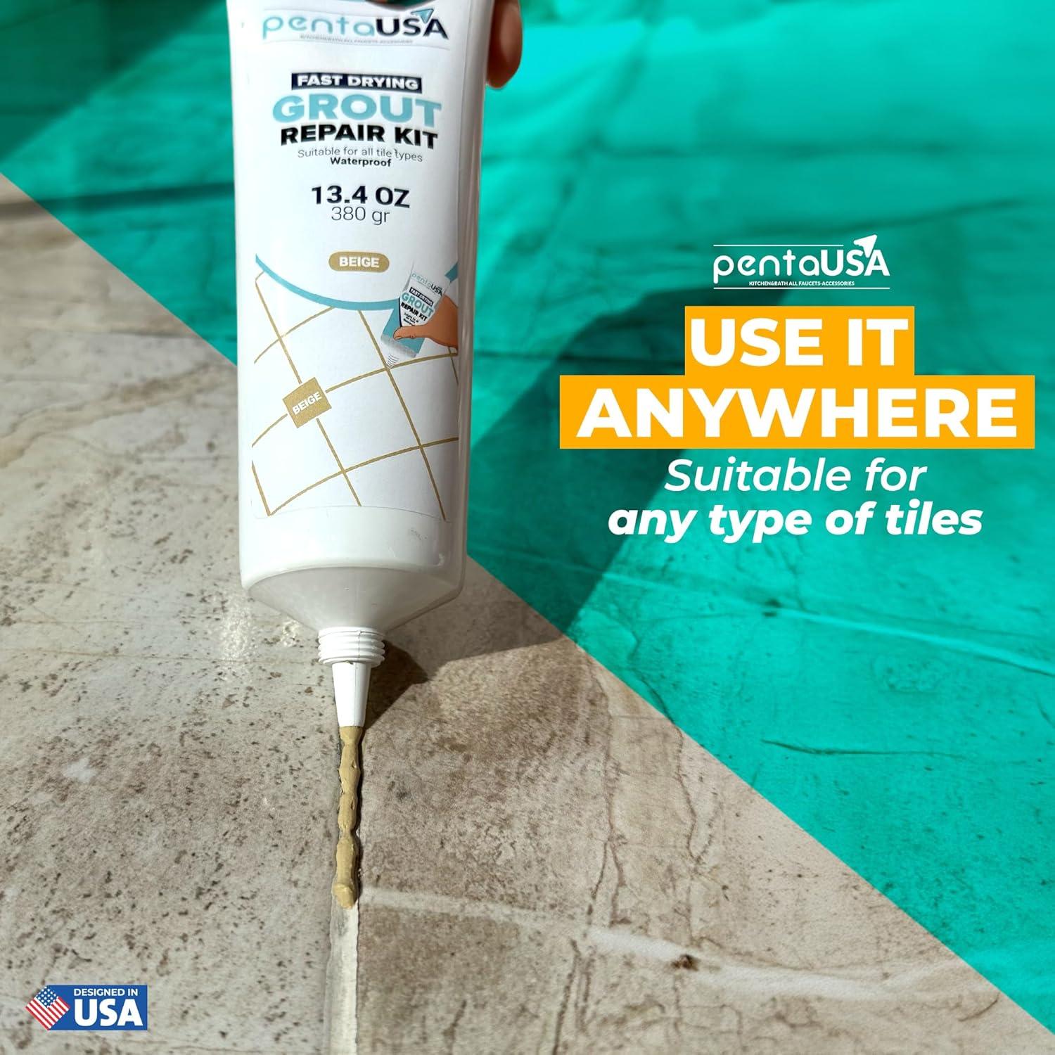 Lechada de Azulejos PentaUSA 380g Beige - Kit de Reparación Rápido