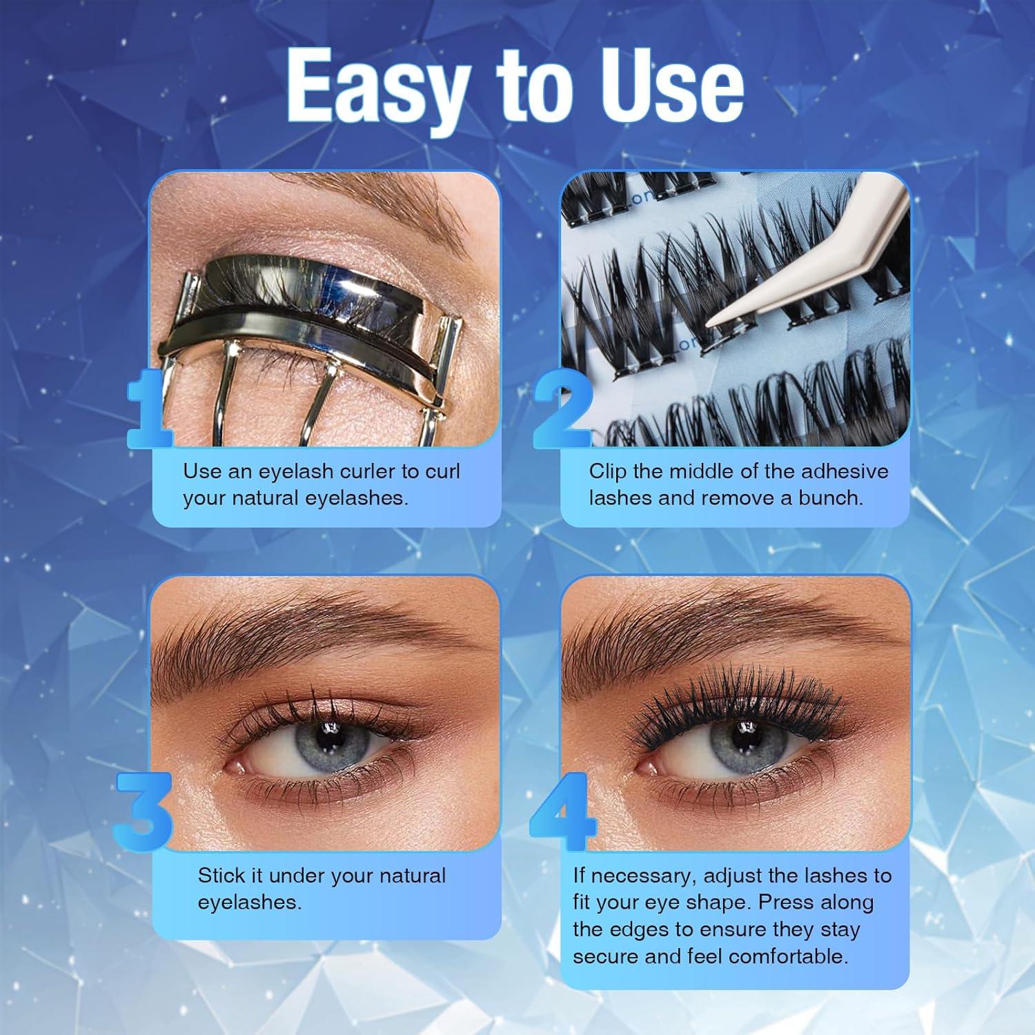 Grupos de Pestañas Autoadhesivas GOLLEE 6D Reutilizables