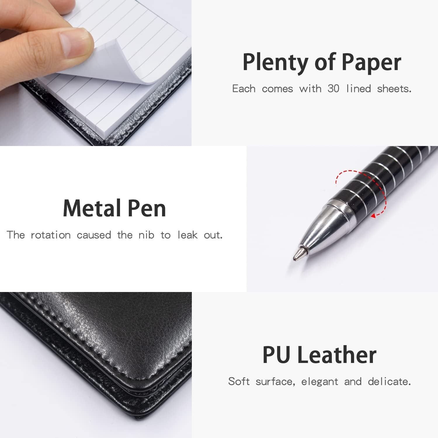 Conjunto de Bloc de Notas de Bolsillo Xhwykzz 7 Piezas Negro