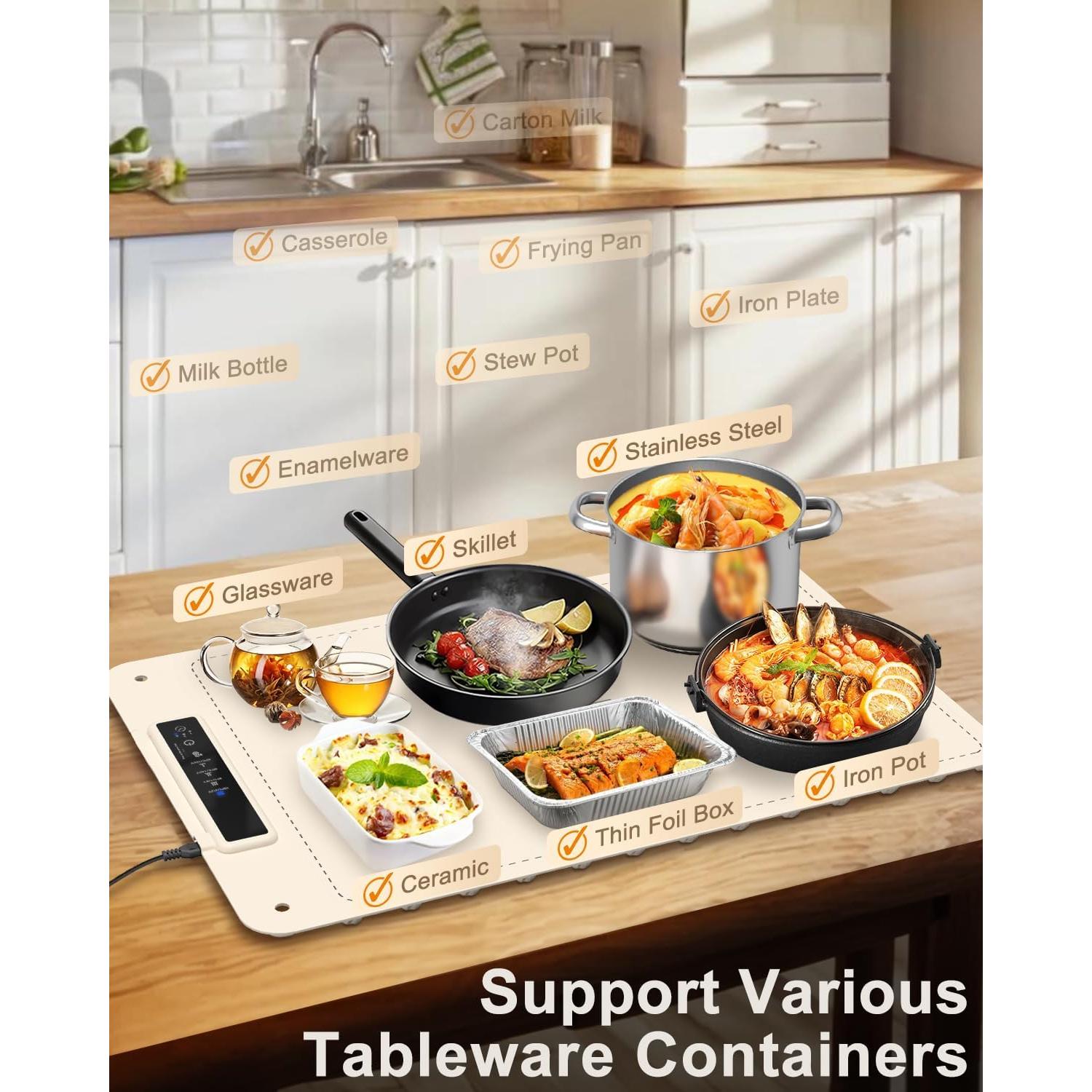 Bandeja Calentadora Eléctrica Mojimdo 250W 100°C - Blanco Crema