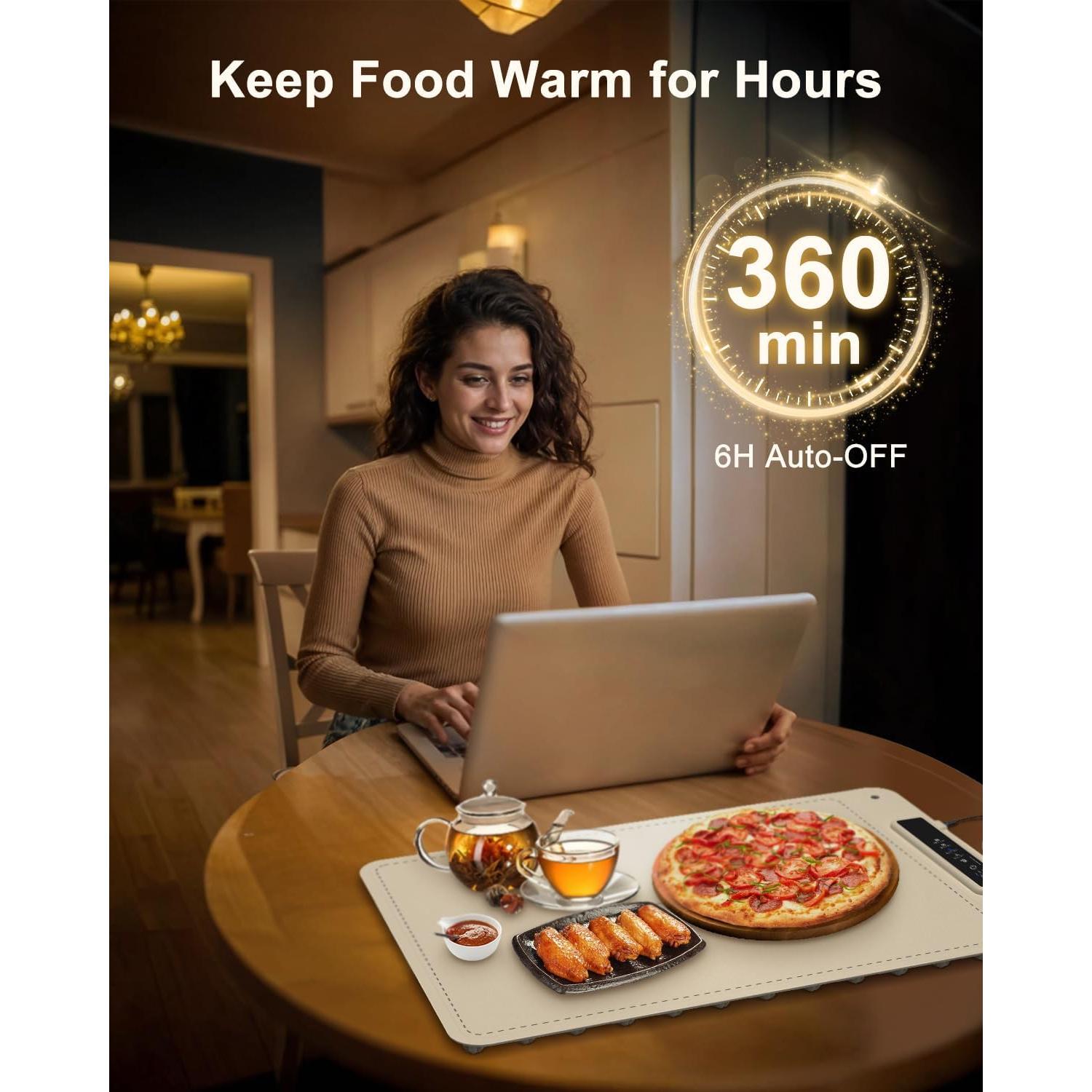 Bandeja Calentadora Eléctrica Mojimdo 250W 100°C - Blanco Crema