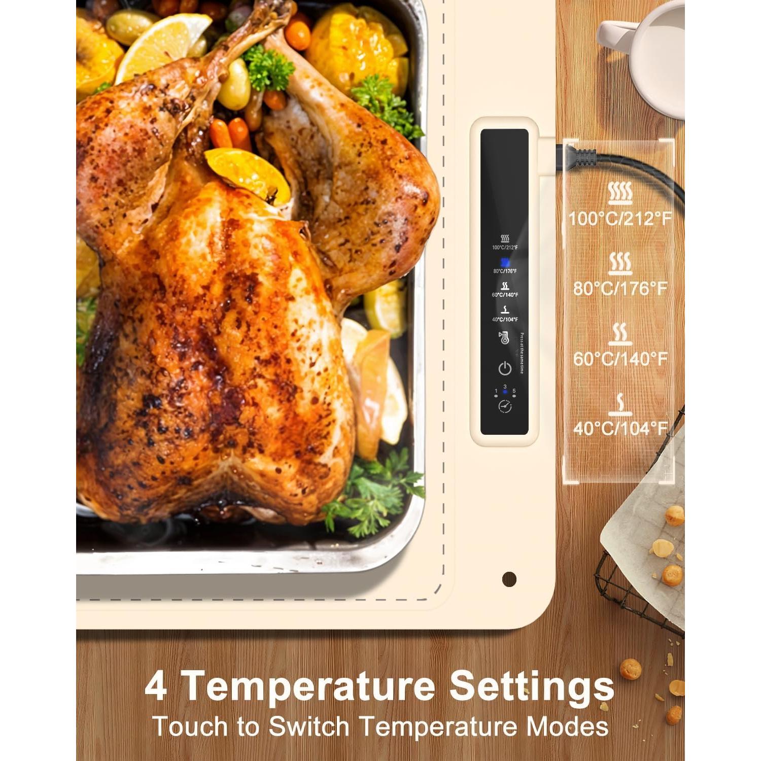 Bandeja Calentadora Eléctrica Mojimdo 250W 100°C - Blanco Crema