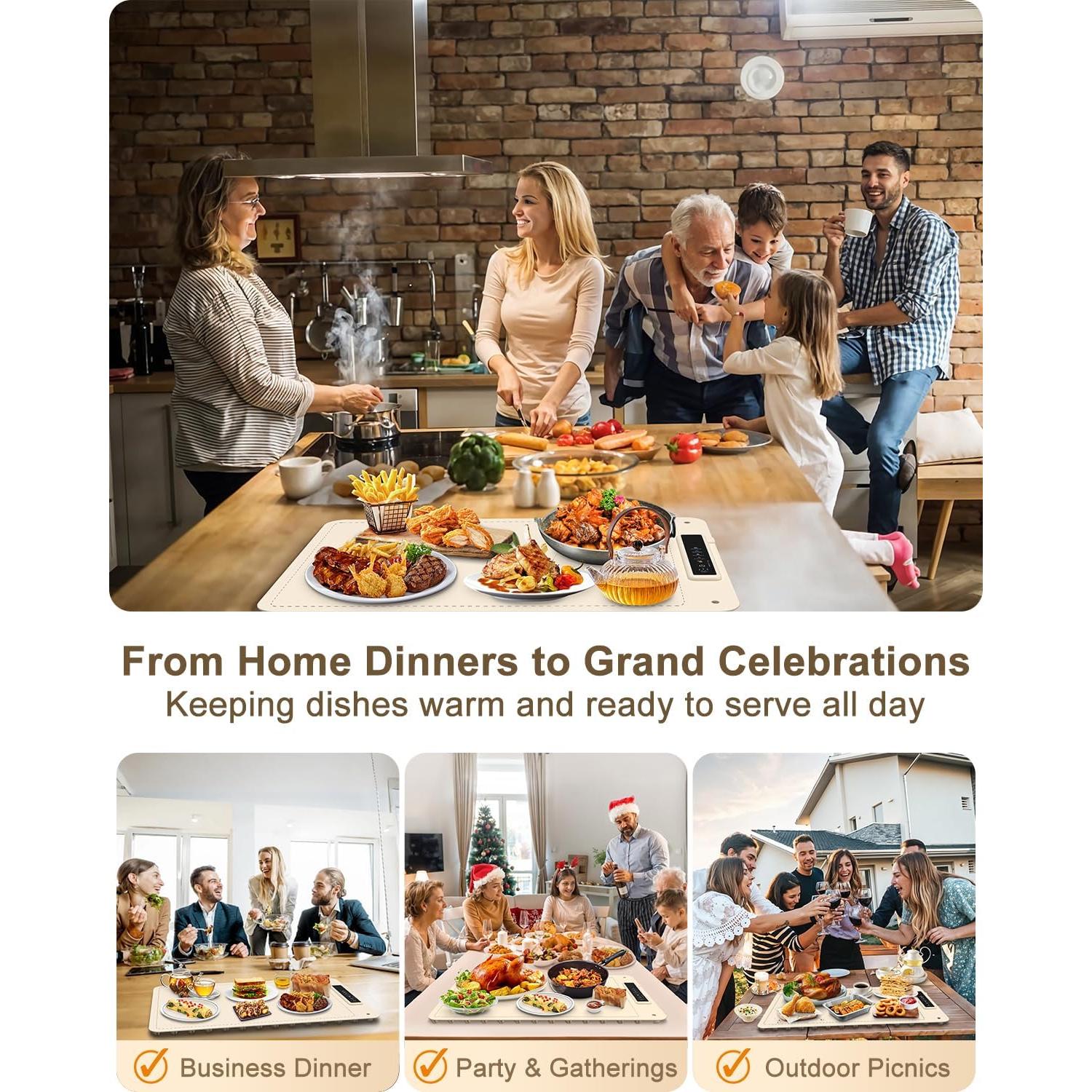 Bandeja Calentadora Eléctrica Mojimdo 250W 100°C - Blanco Crema