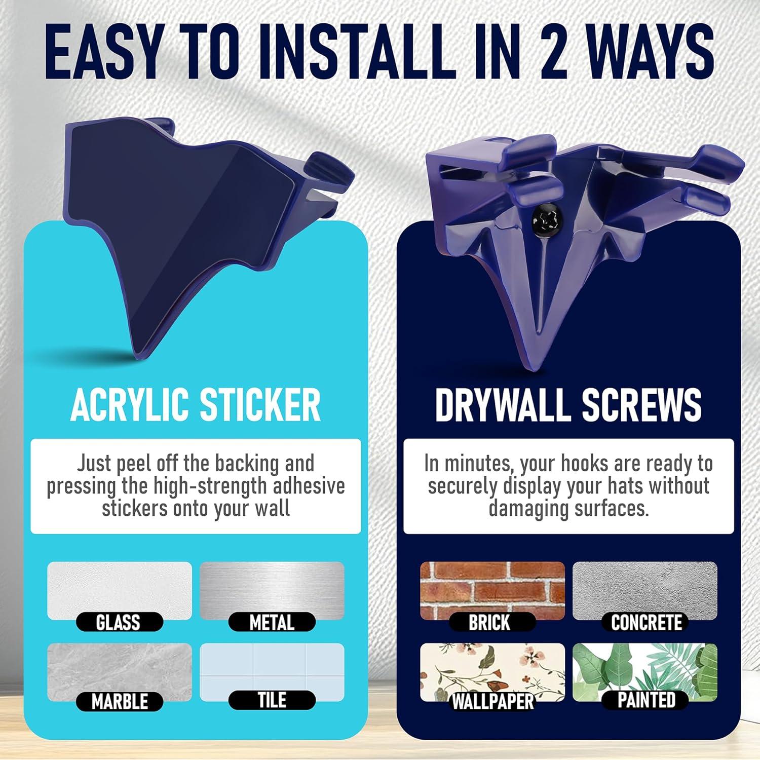 Ganchos Adhesivos para Sombreros Hula Home - Paquete de 10 Azul