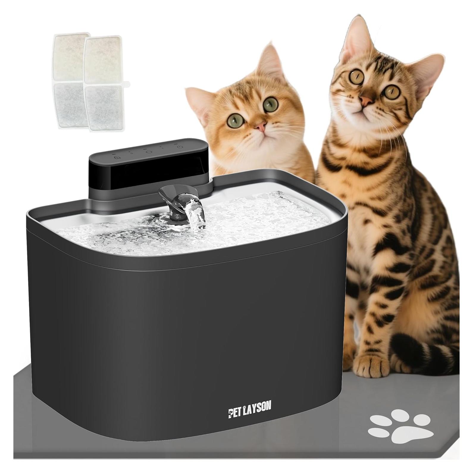 Fuente de Agua Inalámbrica para Gatos PET LAYSON 3.6L Negra
