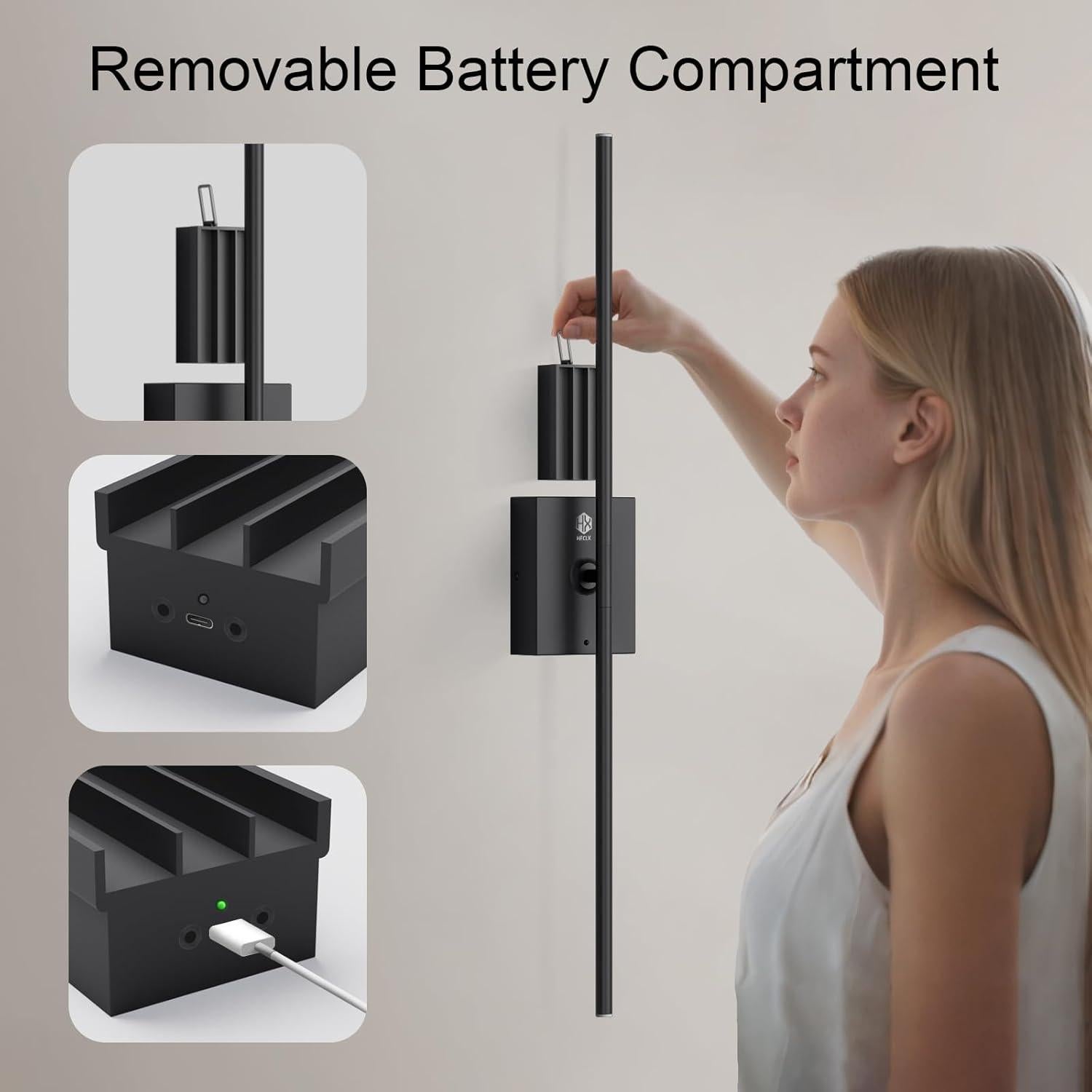 Aplique de Pared Inalámbrico HX HECLX 76.2cm Recargable