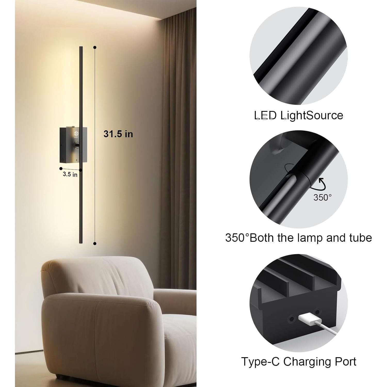 Aplique de Pared Inalámbrico HX HECLX 76.2cm Recargable