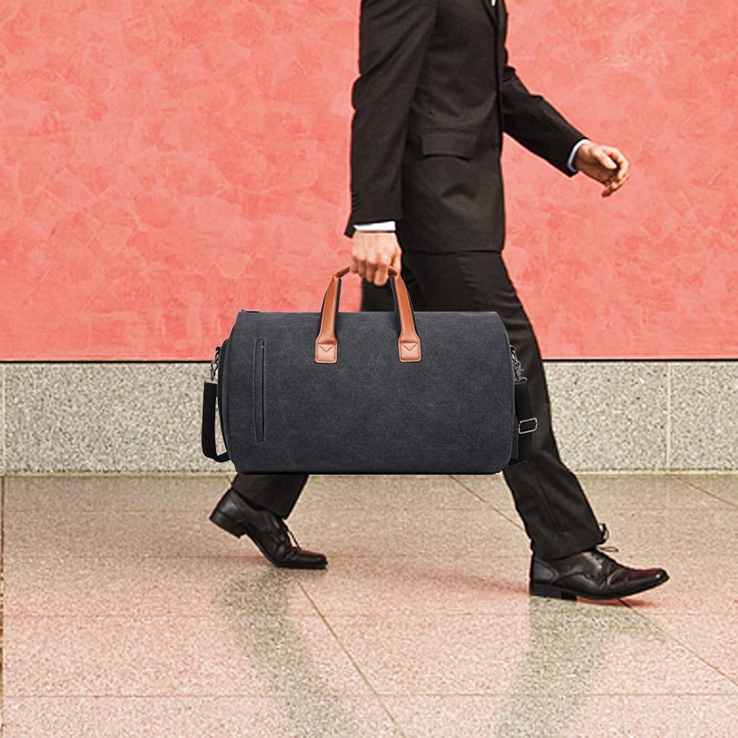 Bolsa de viaje 2 en 1 para hombres Lona Negra 50L