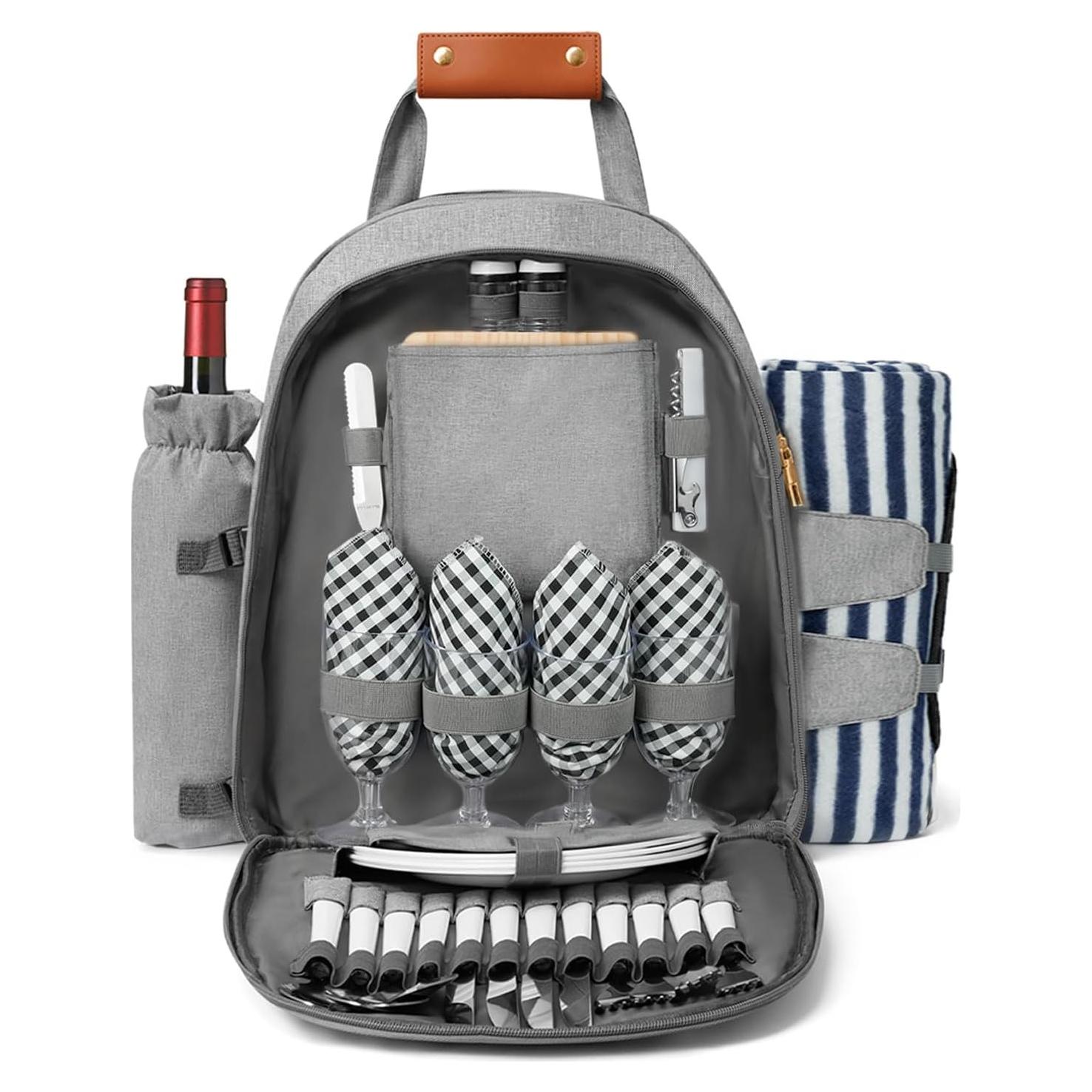 Mochila de Picnic DHAEE para 4 Personas con Enfriador y Manta