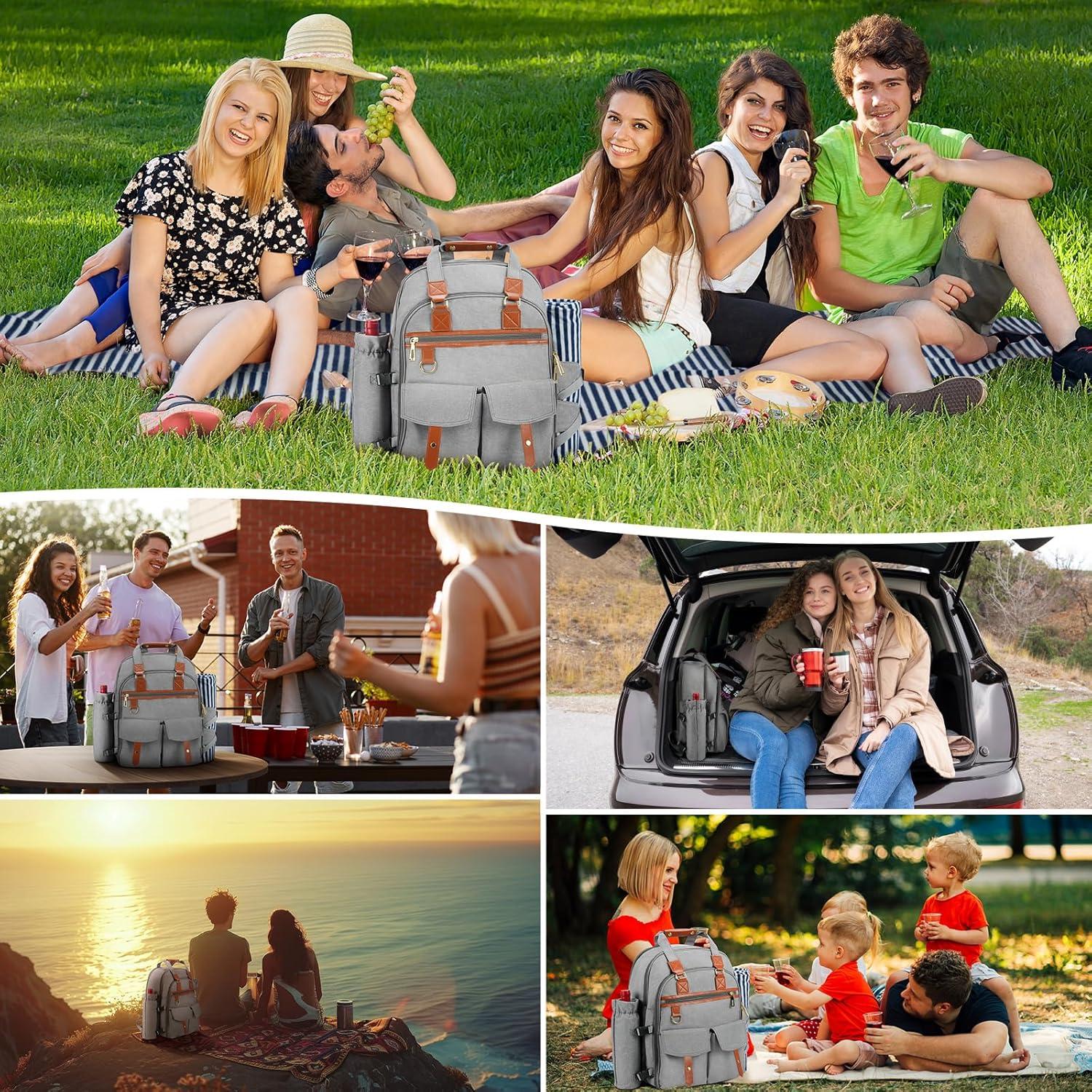 Mochila de Picnic DHAEE para 4 Personas con Enfriador y Manta